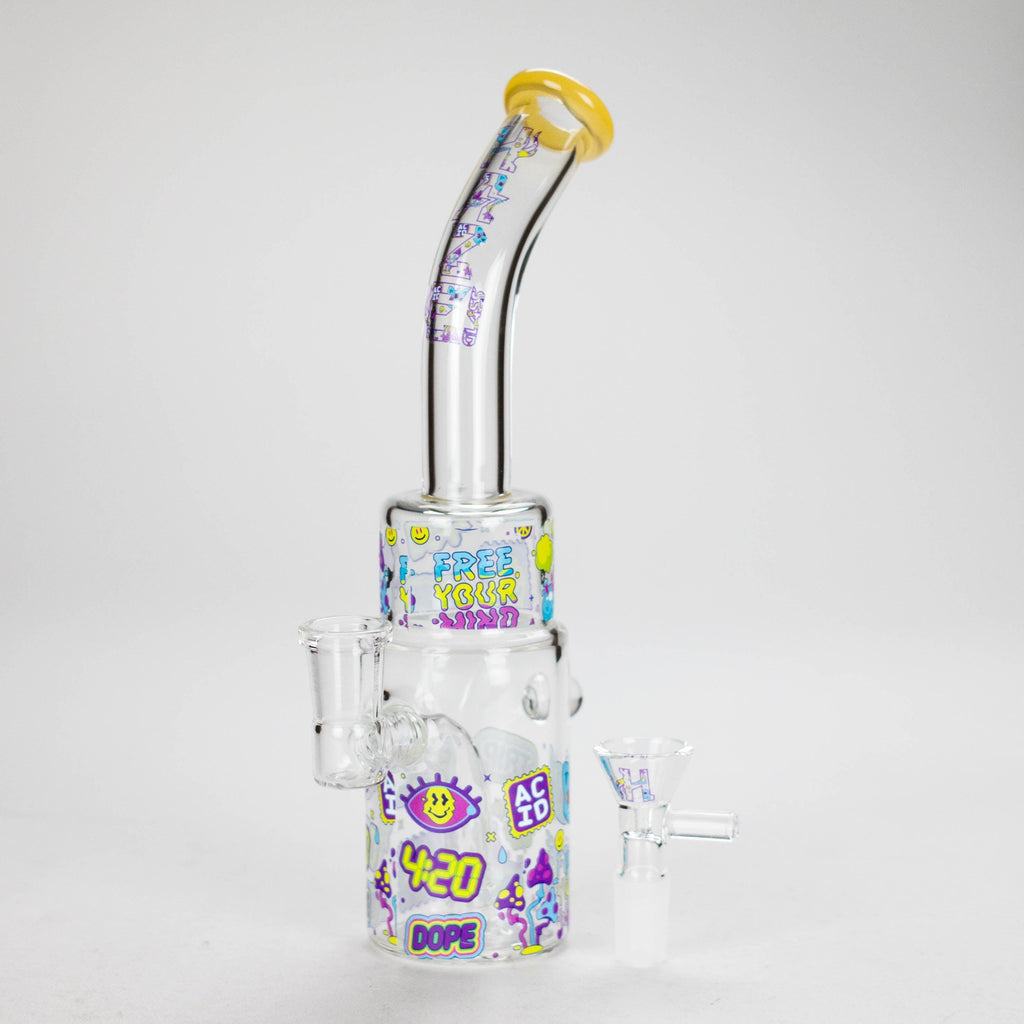 Haze | 9″ 420 Trip Glass Bong – Jade Yellow (Mini-B)