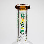 Haze | 9″ Heart Leaf Double Bubble Base Glass Bong with Color Lip – Amber (Mini-U)
