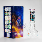 Haze | 9″ Skull Hand & Flower Bubble Base Glass Bong – Pink (Mini-V)