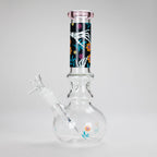 Haze | 9″ Skull Hand & Flower Bubble Base Glass Bong – Pink (Mini-V)
