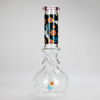 Haze | 9″ Skull Hand & Flower Bubble Base Glass Bong – Pink (Mini-V)