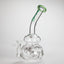Haze | 9″ Bubble Base Glass Bong – Green Weed Leaf Design (Mini-A)