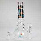 Haze | 9″ Skull Hand & Flower Bubble Base Glass Bong – Pink (Mini-V)