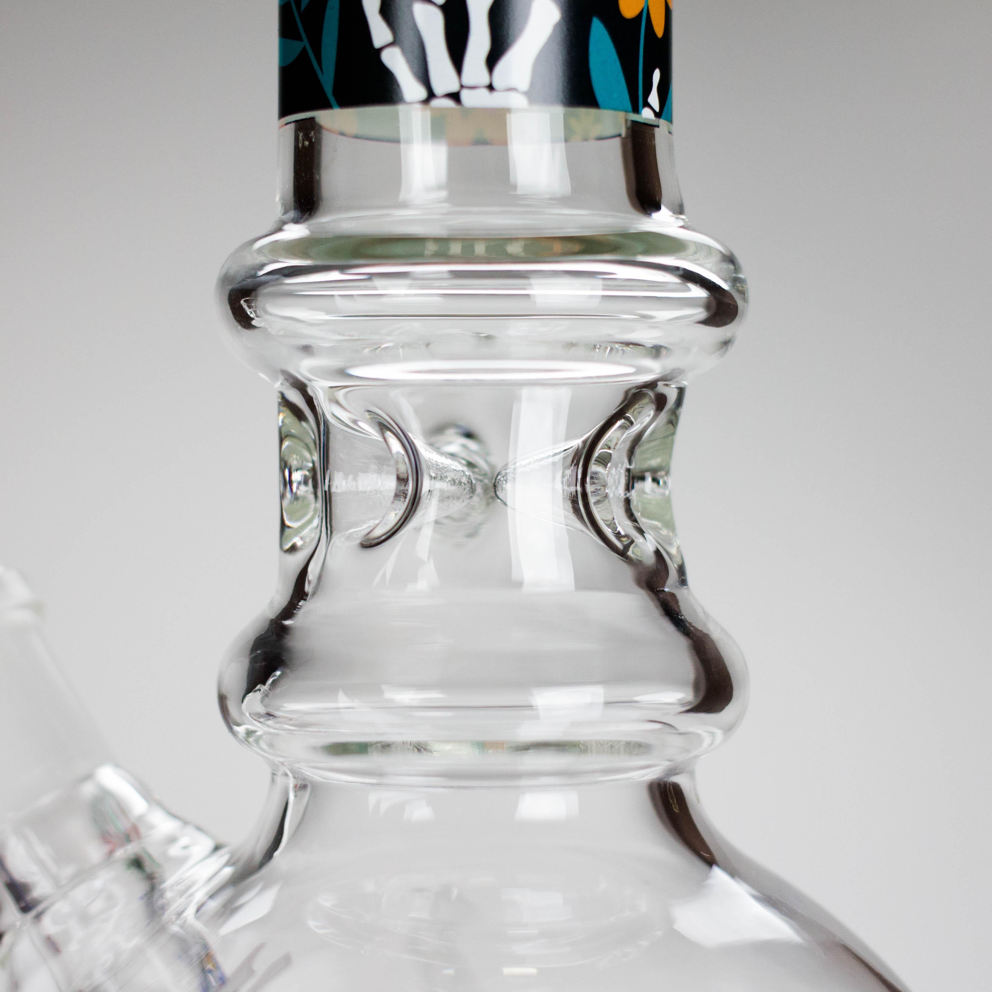 Haze | 9″ Skull Hand & Flower Bubble Base Glass Bong – Pink (Mini-V)