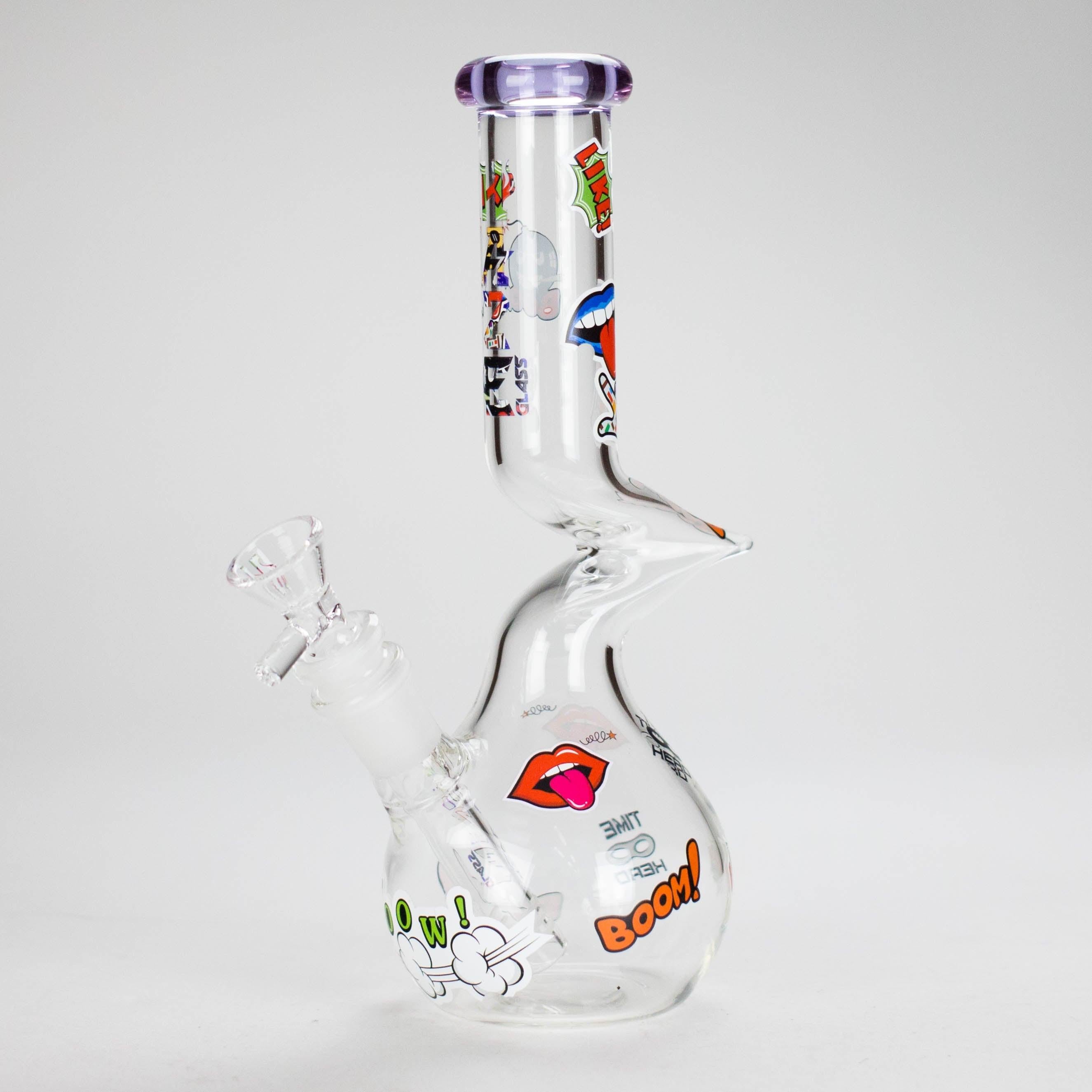 Haze | 9″ Zong Glass Bong with Color Lip – Purple (Mini-W)