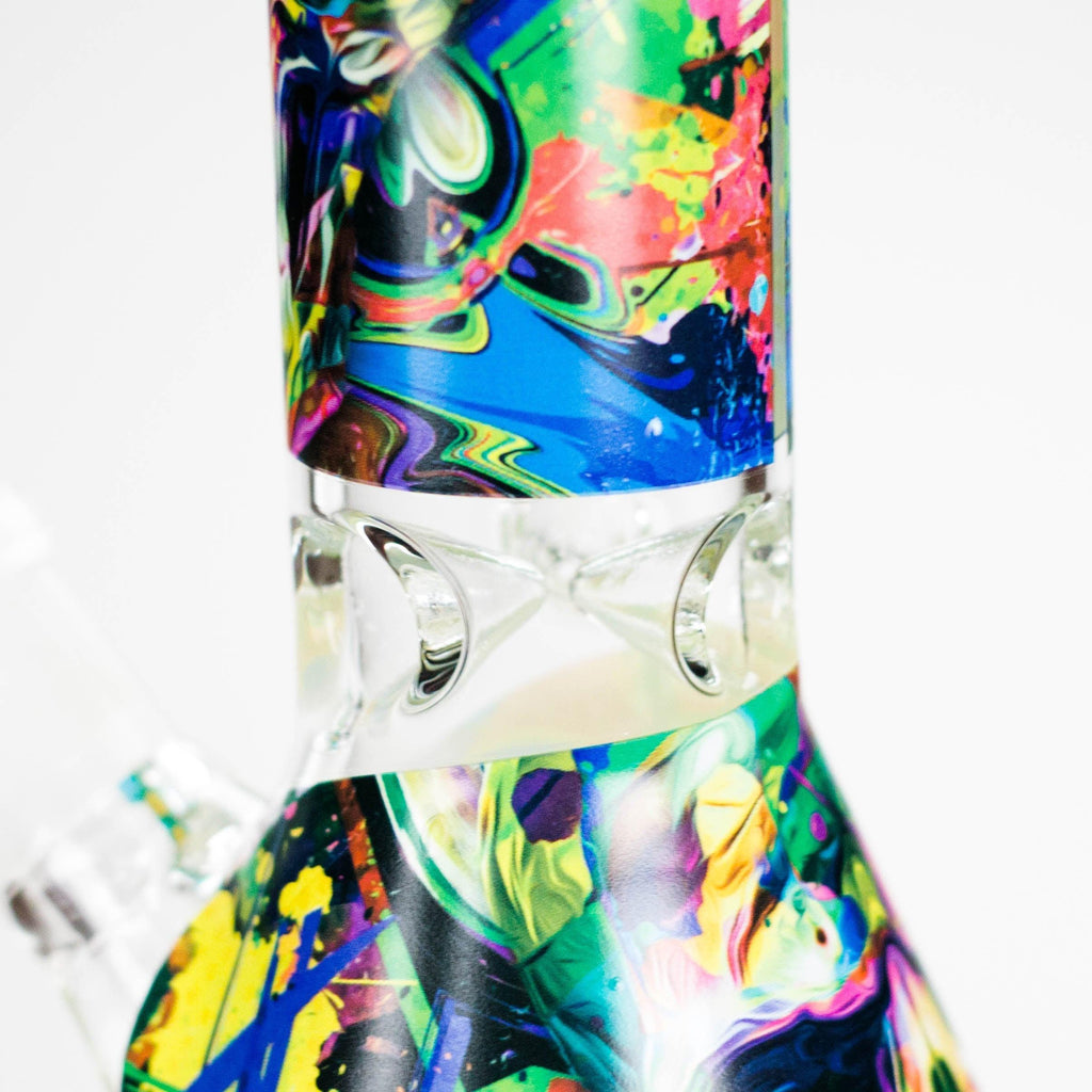 Haze | 8″ Skull Beaker Glass Bong with Color Lip – Green (Mini-Y)