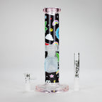 Haze | 9″ Face Emoji Straight Tube Glass Bong with Color End – Pink (Mini-Z)