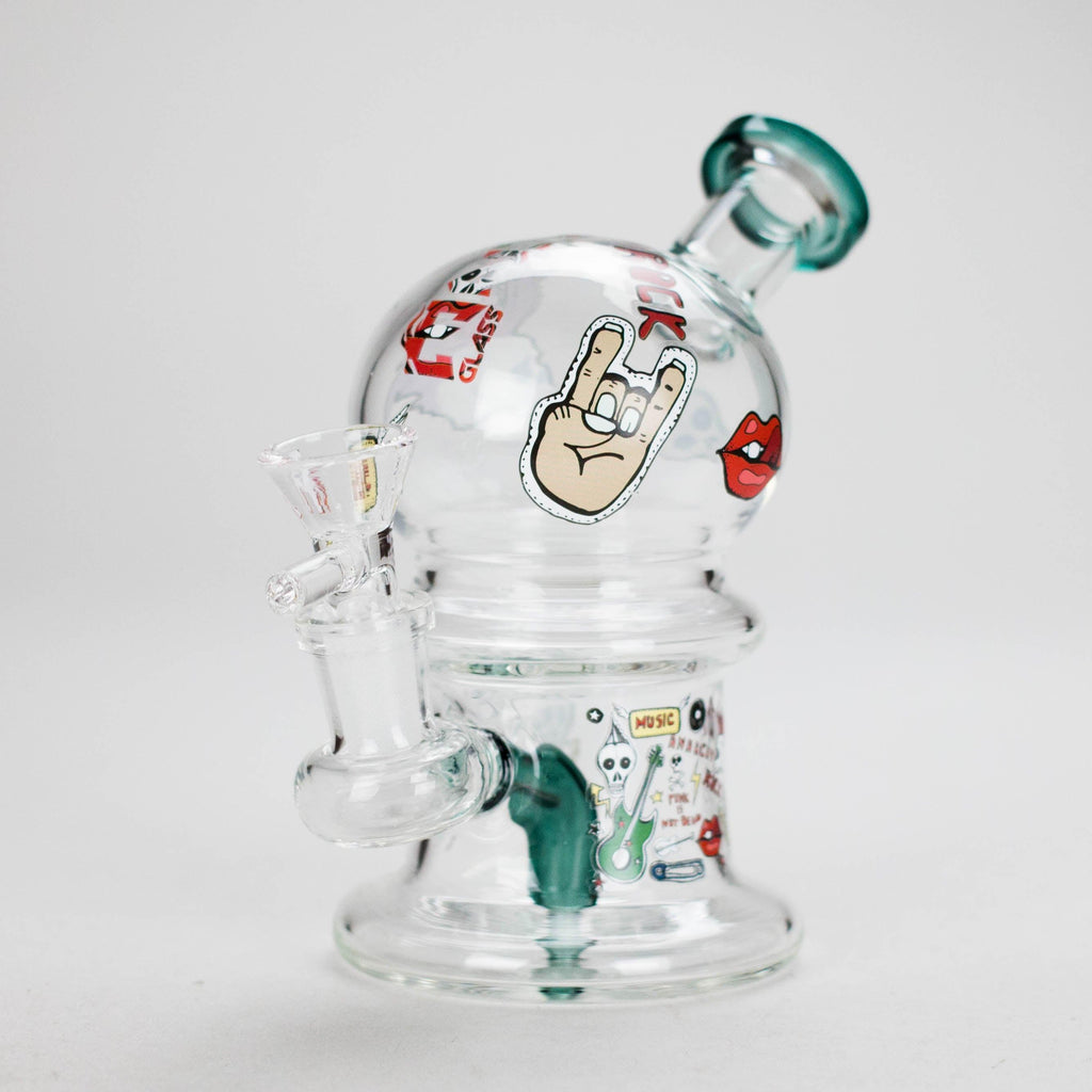 Haze | 6″ Rock Music Bubble Dome Glass Bong – Teal (Mini-D)
