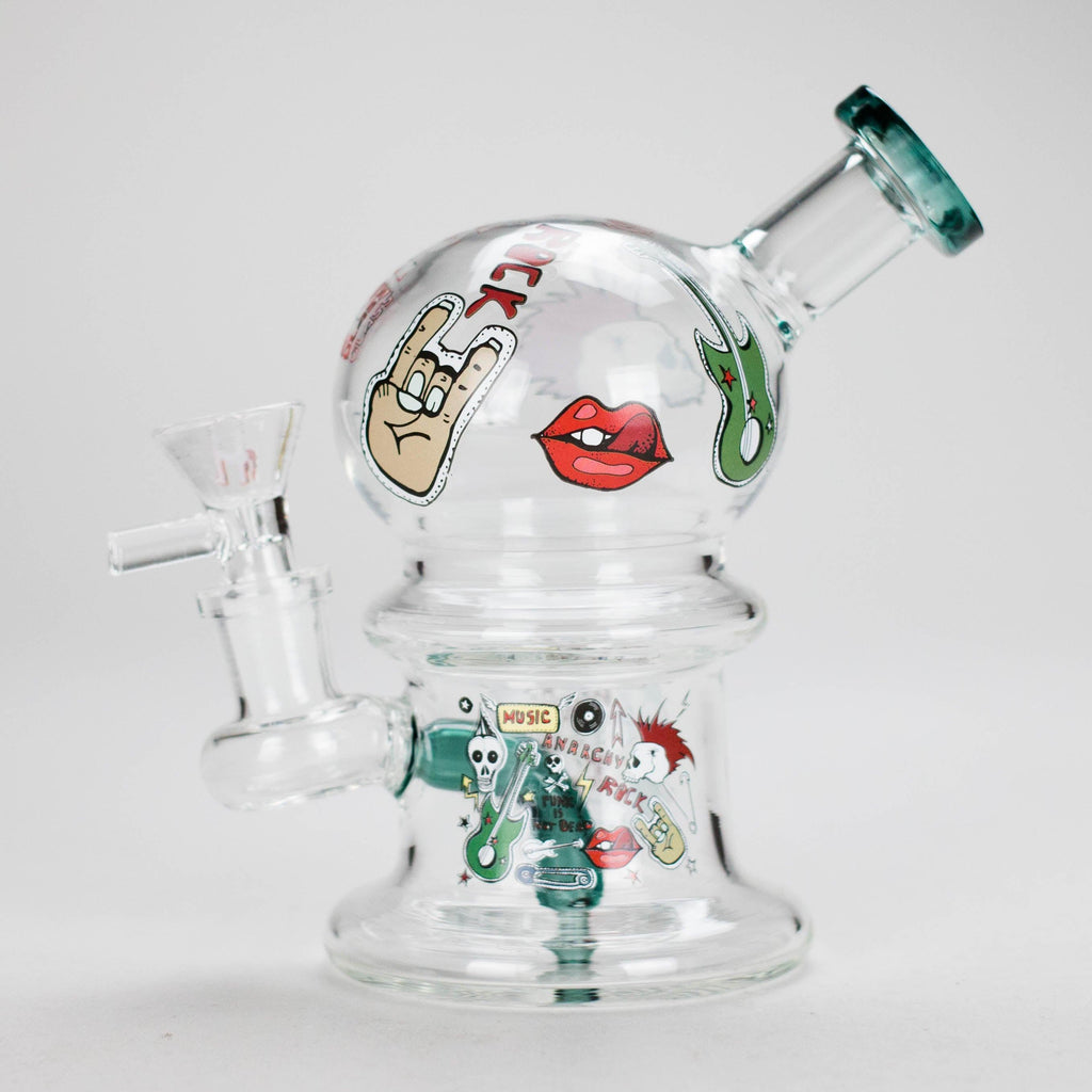 Haze | 6″ Rock Music Bubble Dome Glass Bong – Teal (Mini-D)