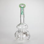Haze | 9″ Bubble Base Glass Bong – Green Weed Leaf Design (Mini-A)