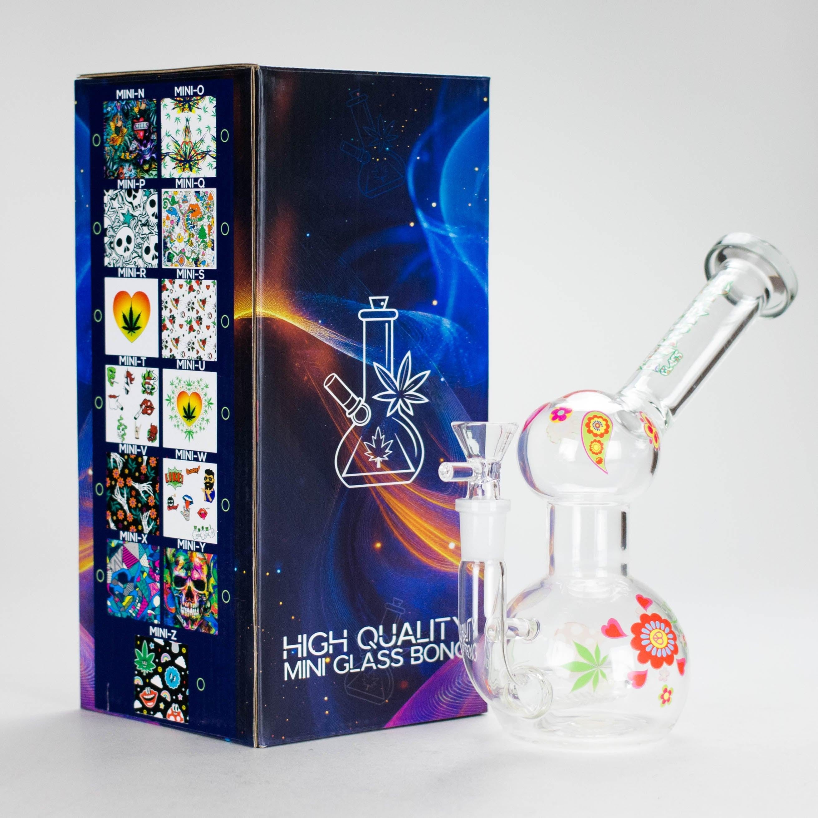 Haze | 4″ Mini Flower Bubble Glass Bong – Charcoal Black (Mini-F)