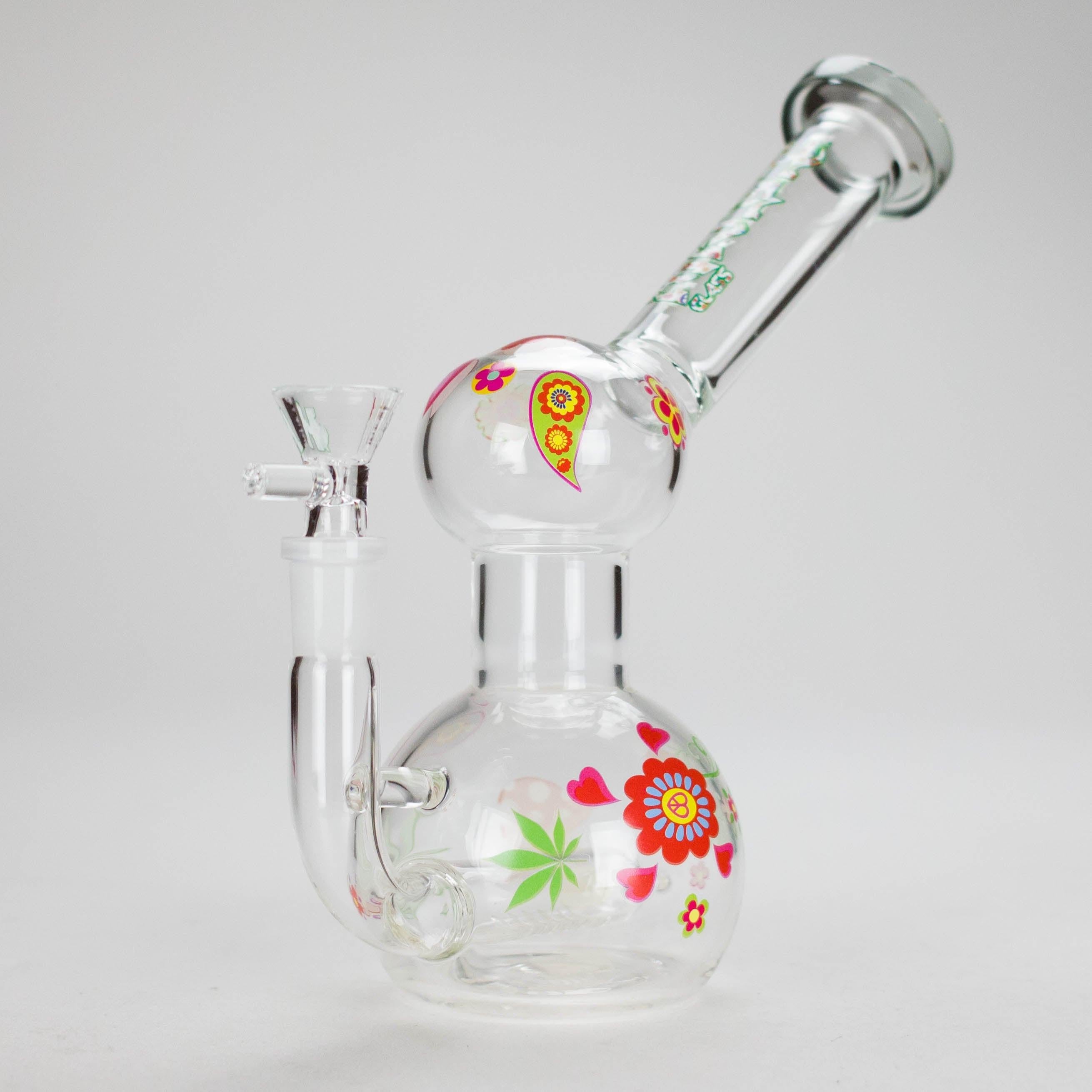 Haze | 4″ Mini Flower Bubble Glass Bong – Charcoal Black (Mini-F)