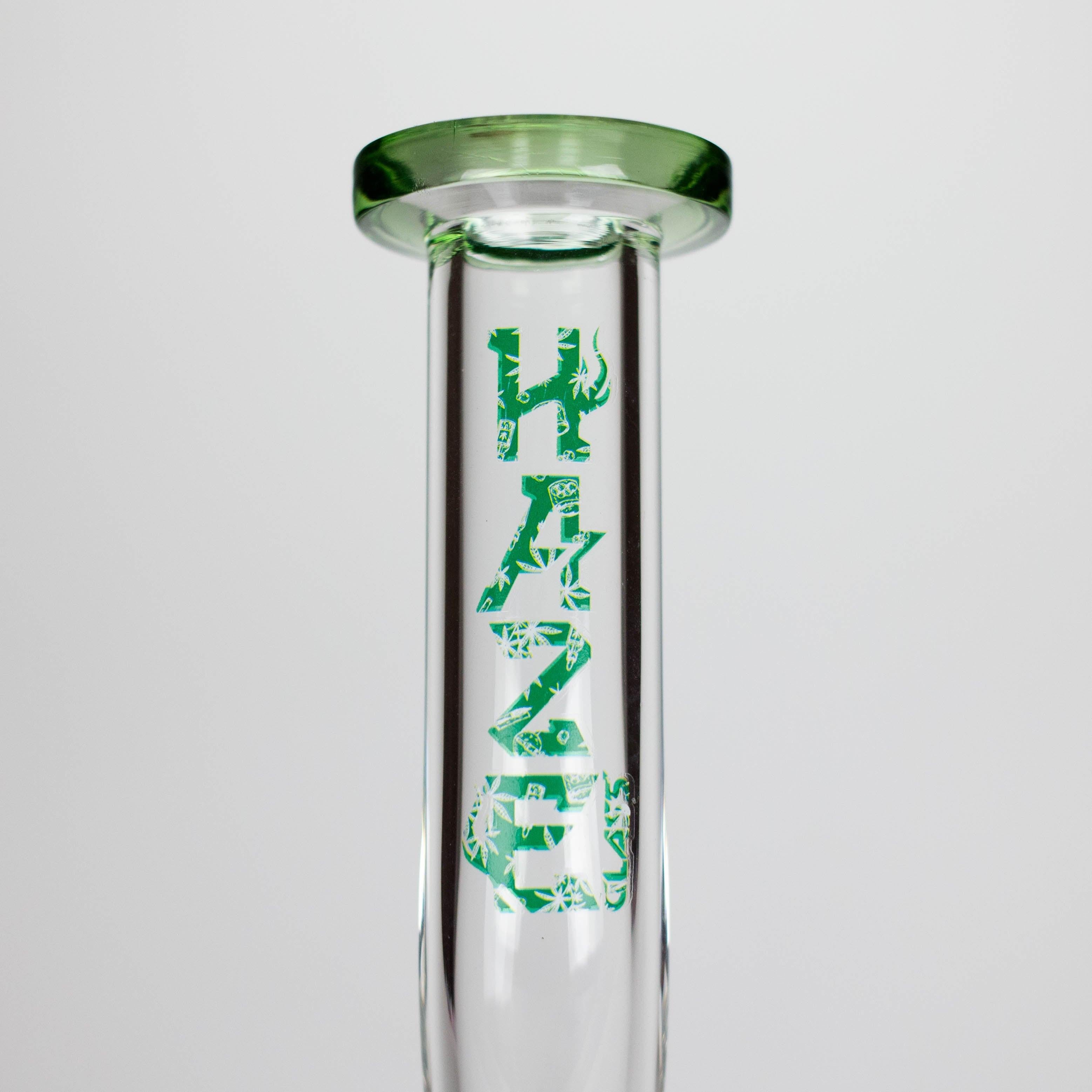 Haze | 9″ Bubble Base Glass Bong – Green Weed Leaf Design (Mini-A)