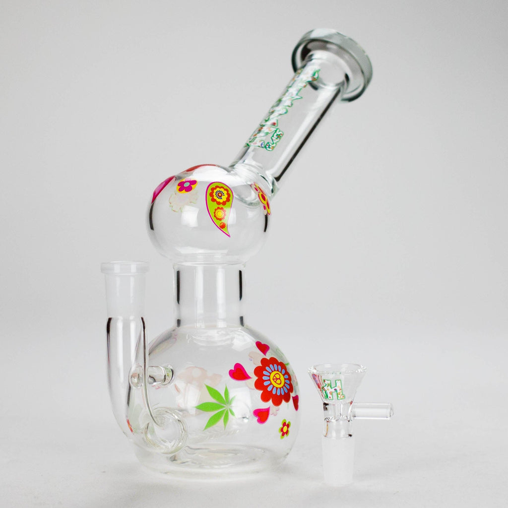 Haze | 4″ Mini Flower Bubble Glass Bong – Charcoal Black (Mini-F)
