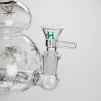 Haze | 9″ Bubble Base Glass Bong – Green Weed Leaf Design (Mini-A)