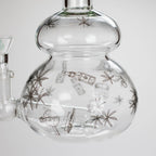 Haze | 9″ Bubble Base Glass Bong – Green Weed Leaf Design (Mini-A)