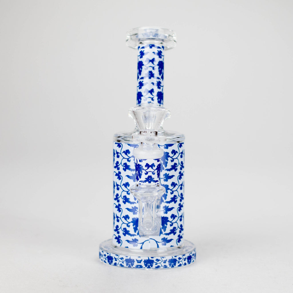 7" Cloisonné Design Glass Bong with Water Diffuser – 14mm Bowl Joint