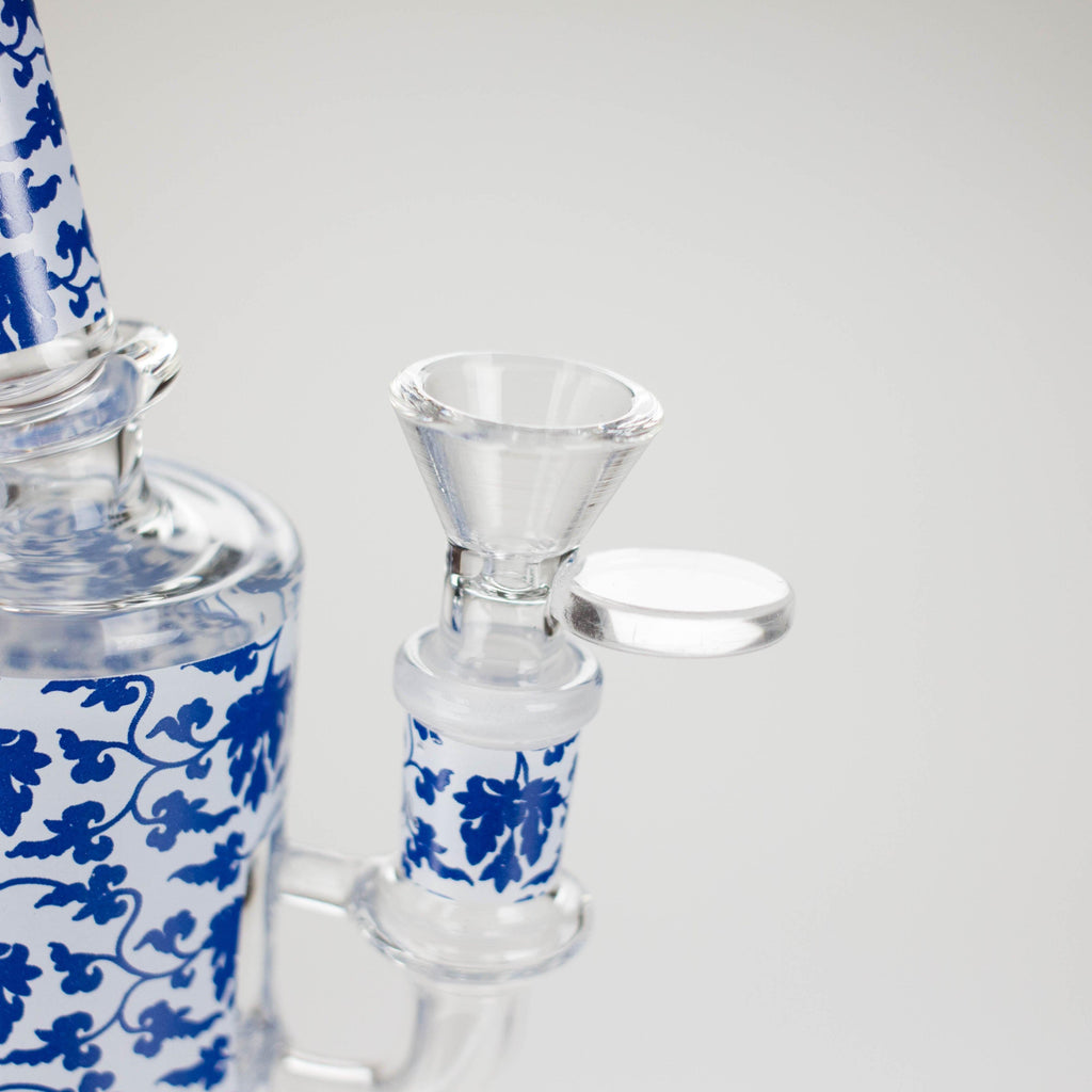 7" Cloisonné Design Glass Bong with Water Diffuser – 14mm Bowl Joint