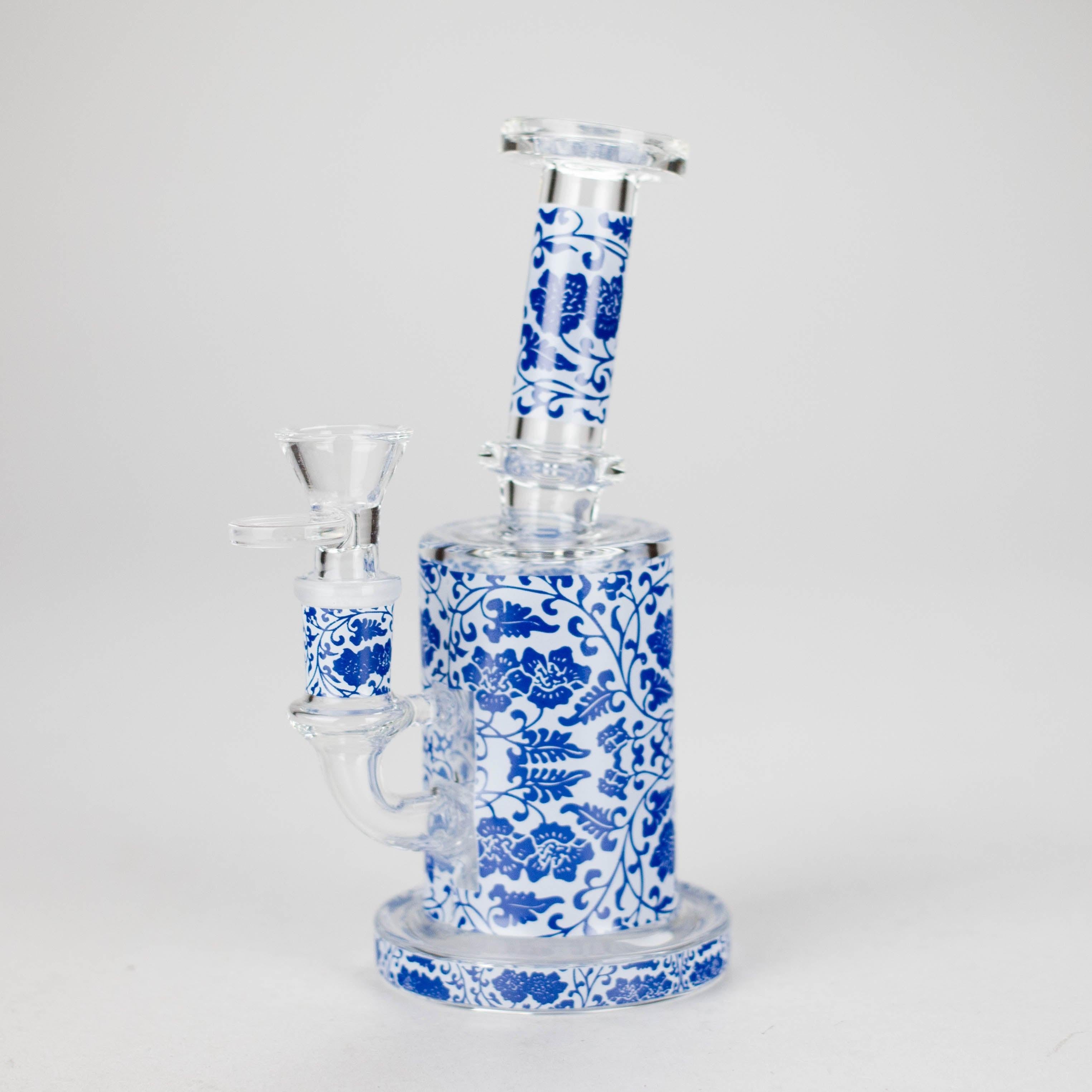 7" Cloisonné Design Glass Bong with Water Diffuser – 14mm Bowl Joint Secondary image