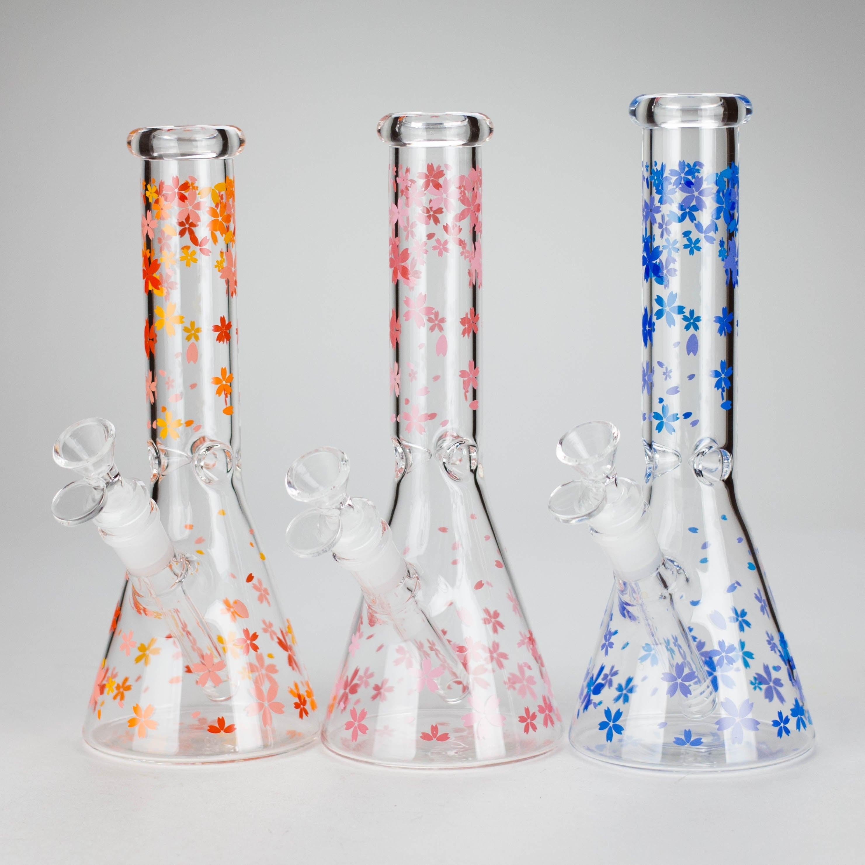 10" Cherry Blossom Glass Beaker Bong – 14mm Bowl Joint Main image