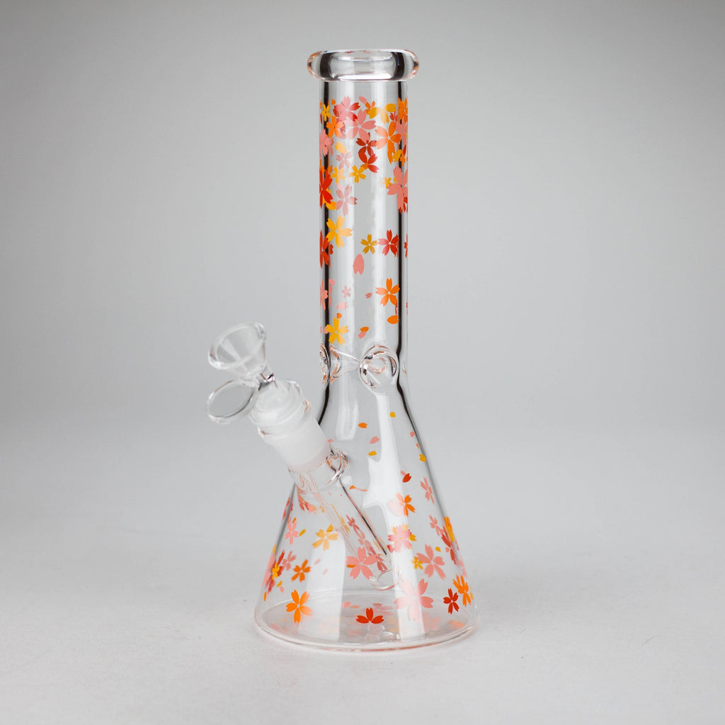 10" Cherry Blossom Glass Beaker Bong – 14mm Bowl Joint