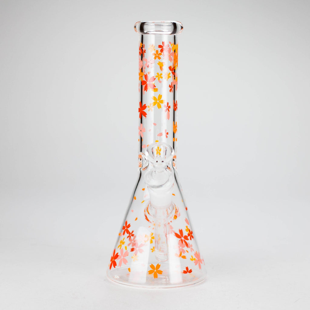 10" Cherry Blossom Glass Beaker Bong – 14mm Bowl Joint