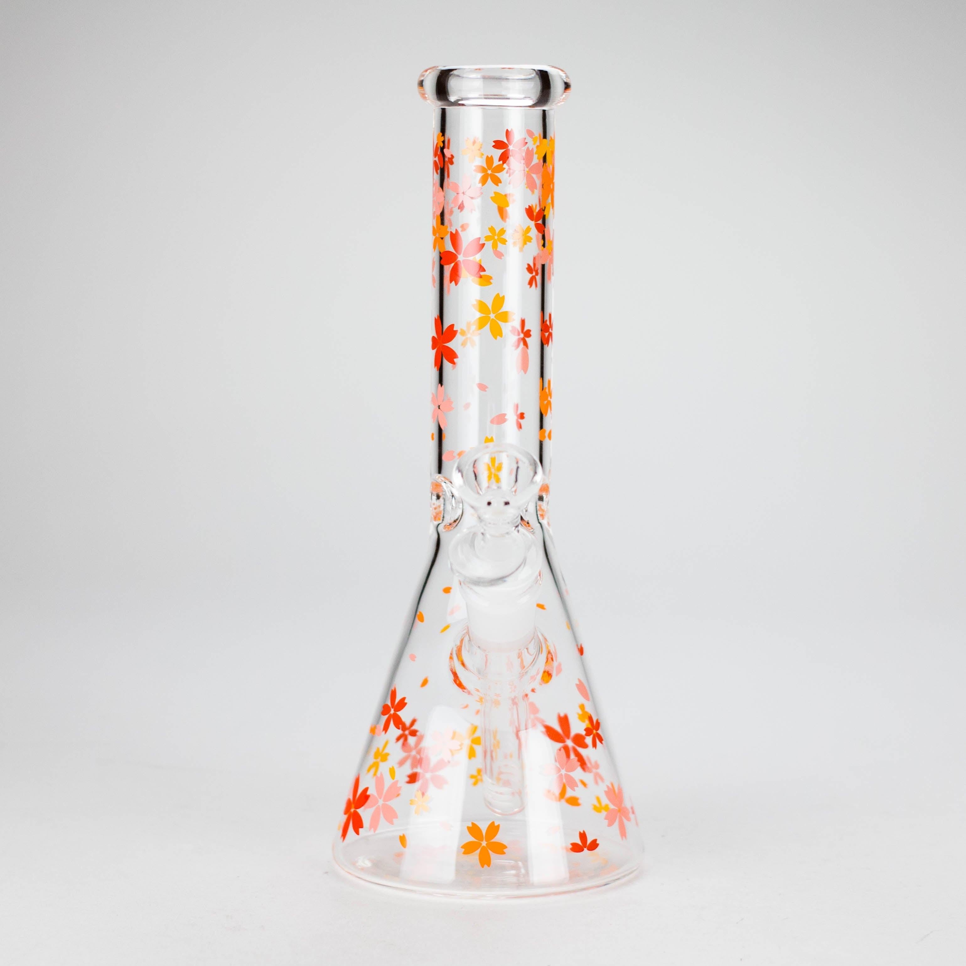 10" Cherry Blossom Glass Beaker Bong – 14mm Bowl Joint
