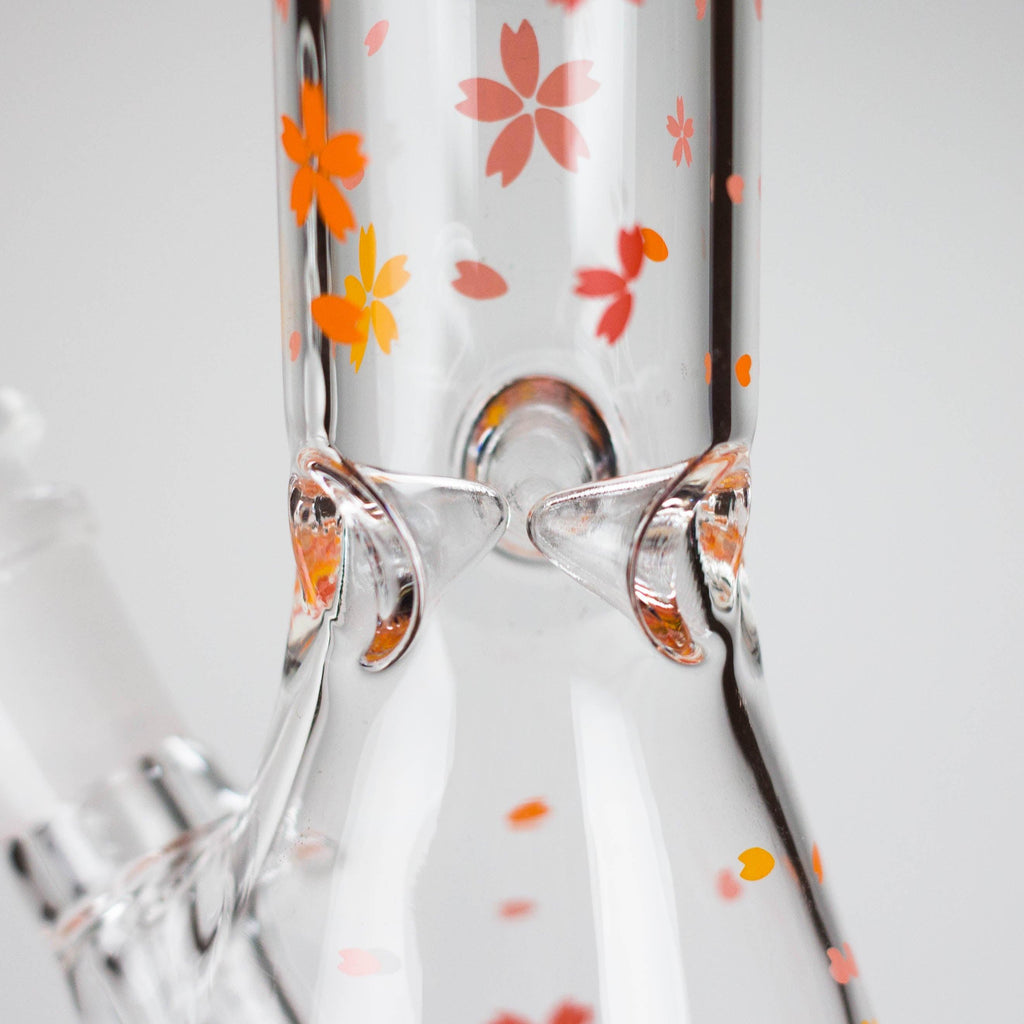 10" Cherry Blossom Glass Beaker Bong – 14mm Bowl Joint