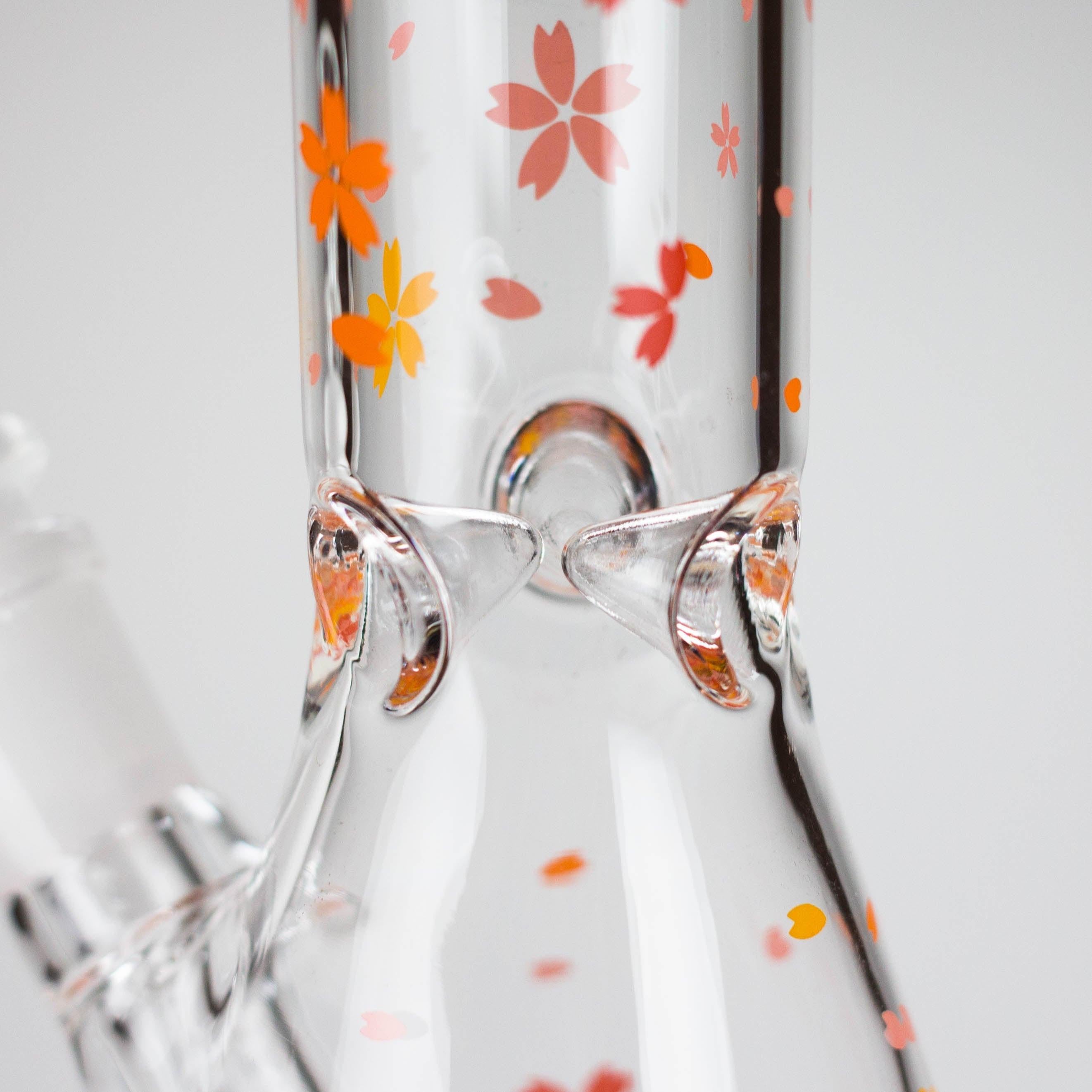 10" Cherry Blossom Glass Beaker Bong – 14mm Bowl Joint