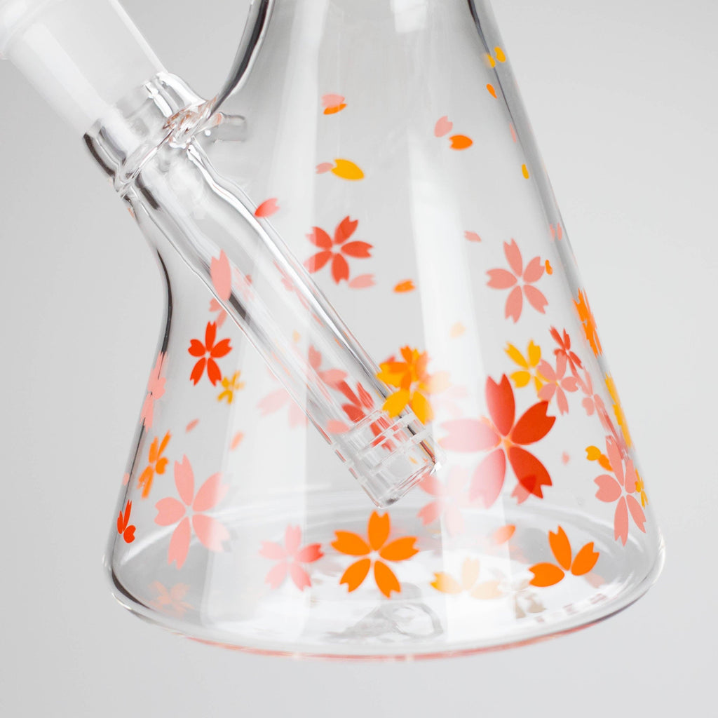 10" Cherry Blossom Glass Beaker Bong – 14mm Bowl Joint