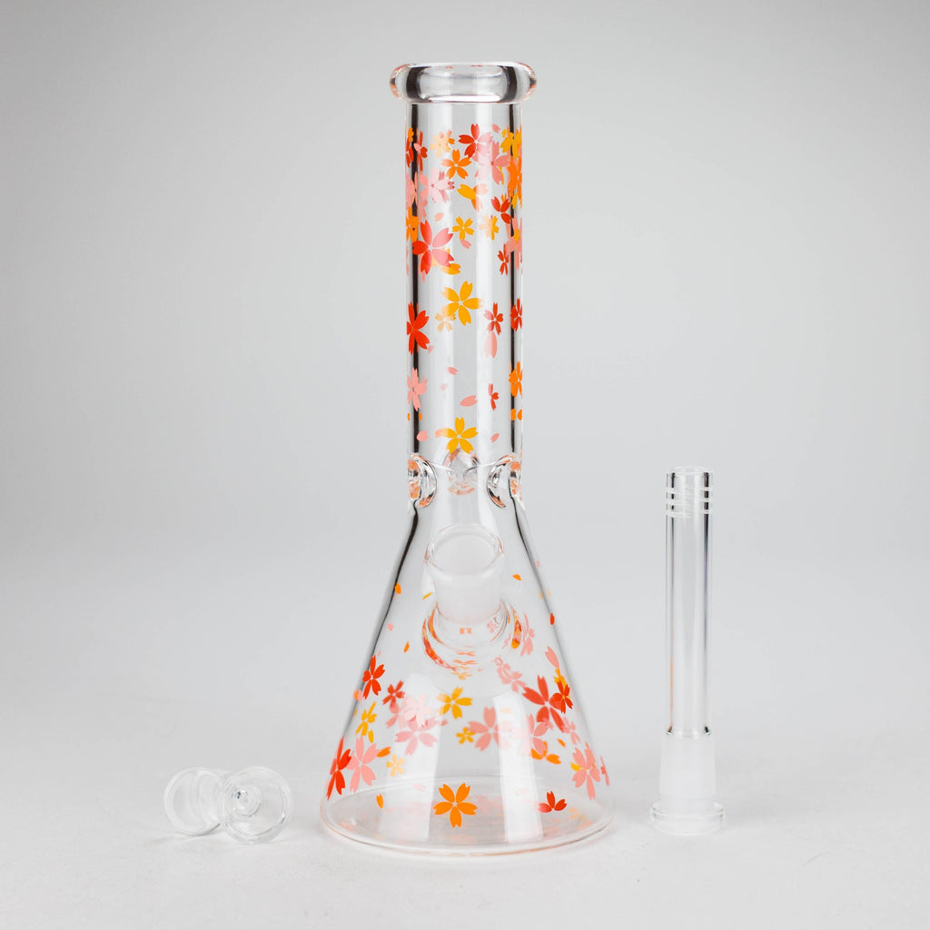 10" Cherry Blossom Glass Beaker Bong – 14mm Bowl Joint