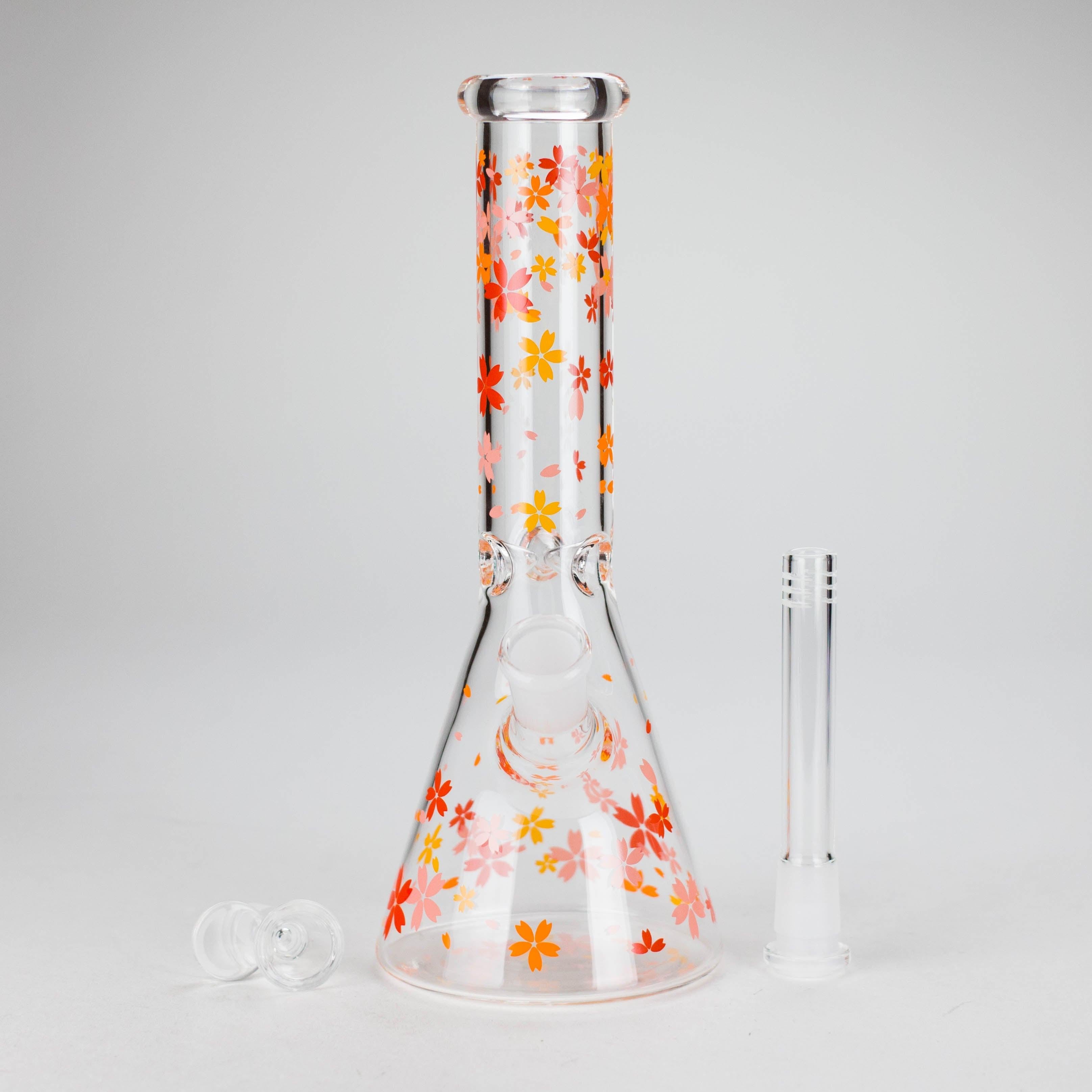 10" Cherry Blossom Glass Beaker Bong – 14mm Bowl Joint