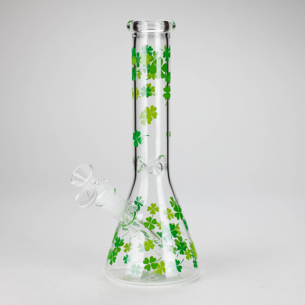 10" Lucky Clover Glass Beaker Bong – 14mm Bowl Joint
