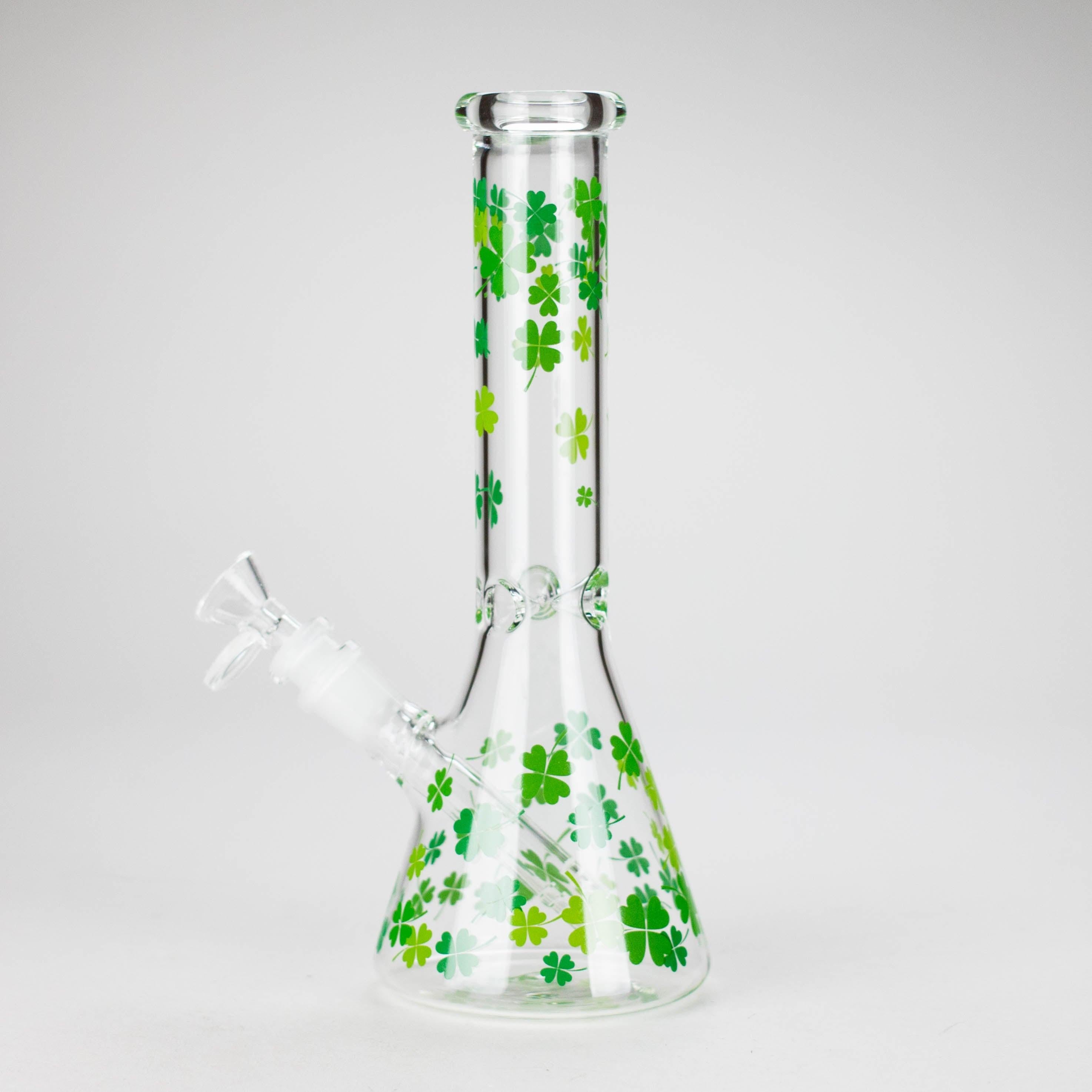 10" Lucky Clover Glass Beaker Bong – 14mm Bowl Joint Secondary image