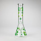 10" Lucky Clover Glass Beaker Bong – 14mm Bowl Joint
