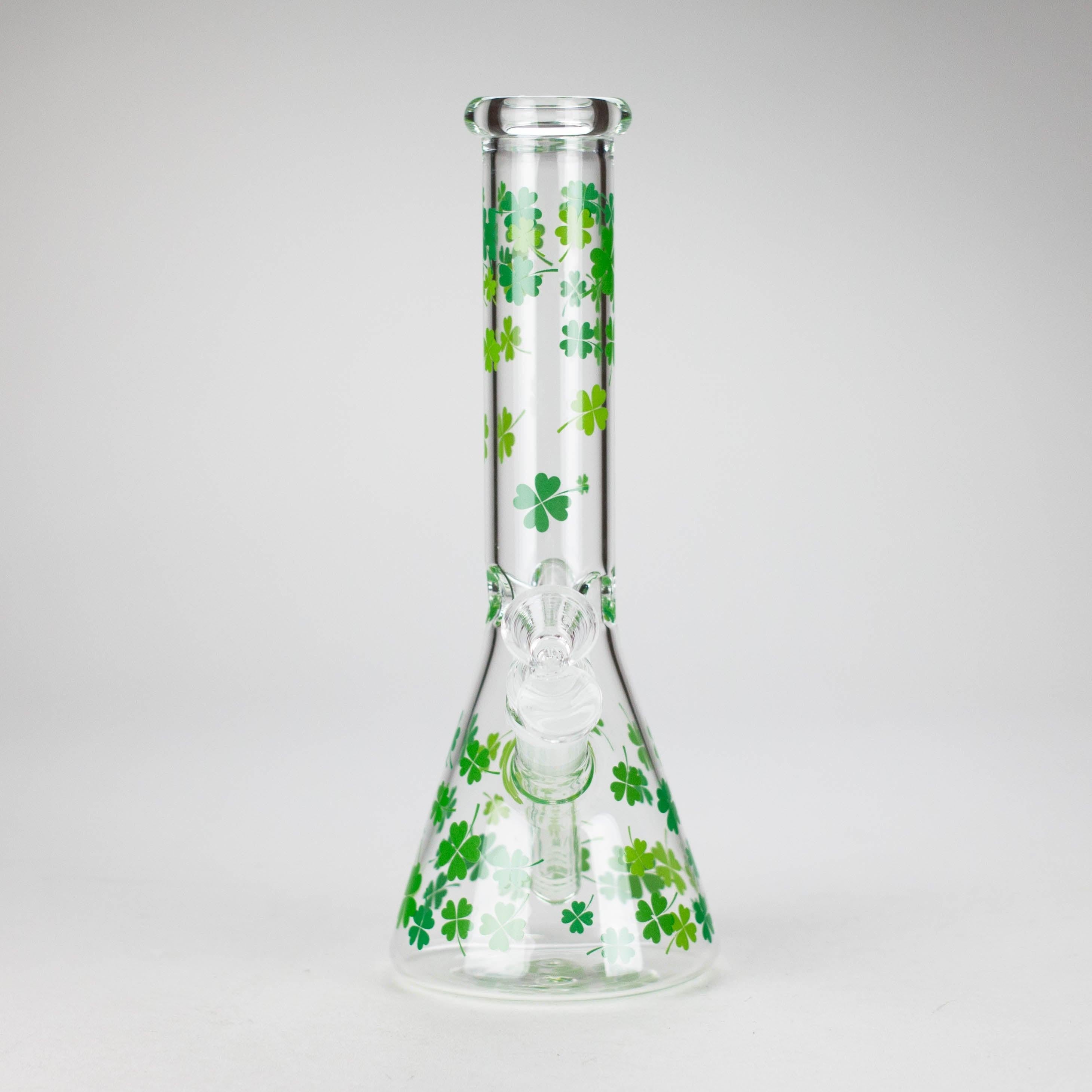 10" Lucky Clover Glass Beaker Bong – 14mm Bowl Joint