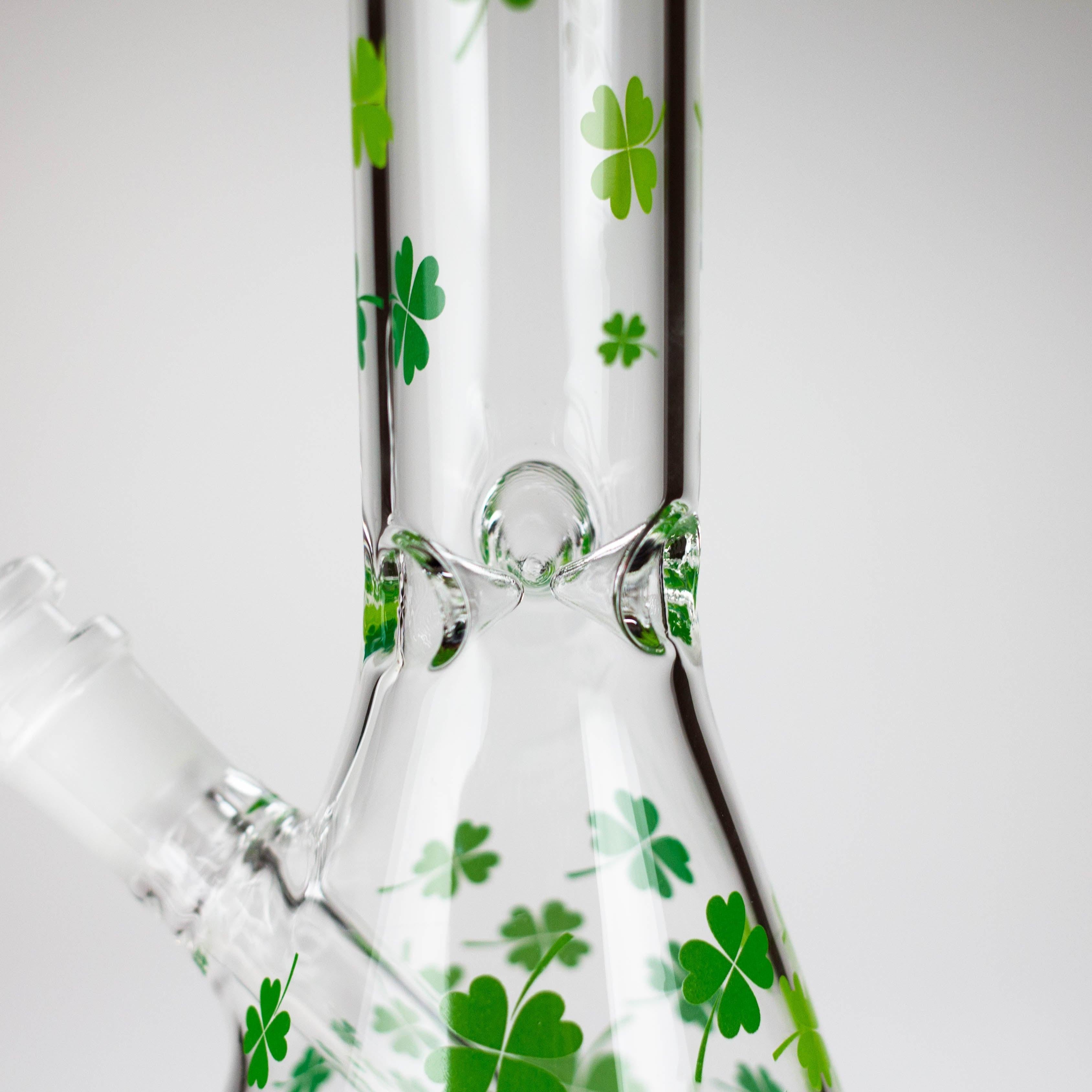 10" Lucky Clover Glass Beaker Bong – 14mm Bowl Joint