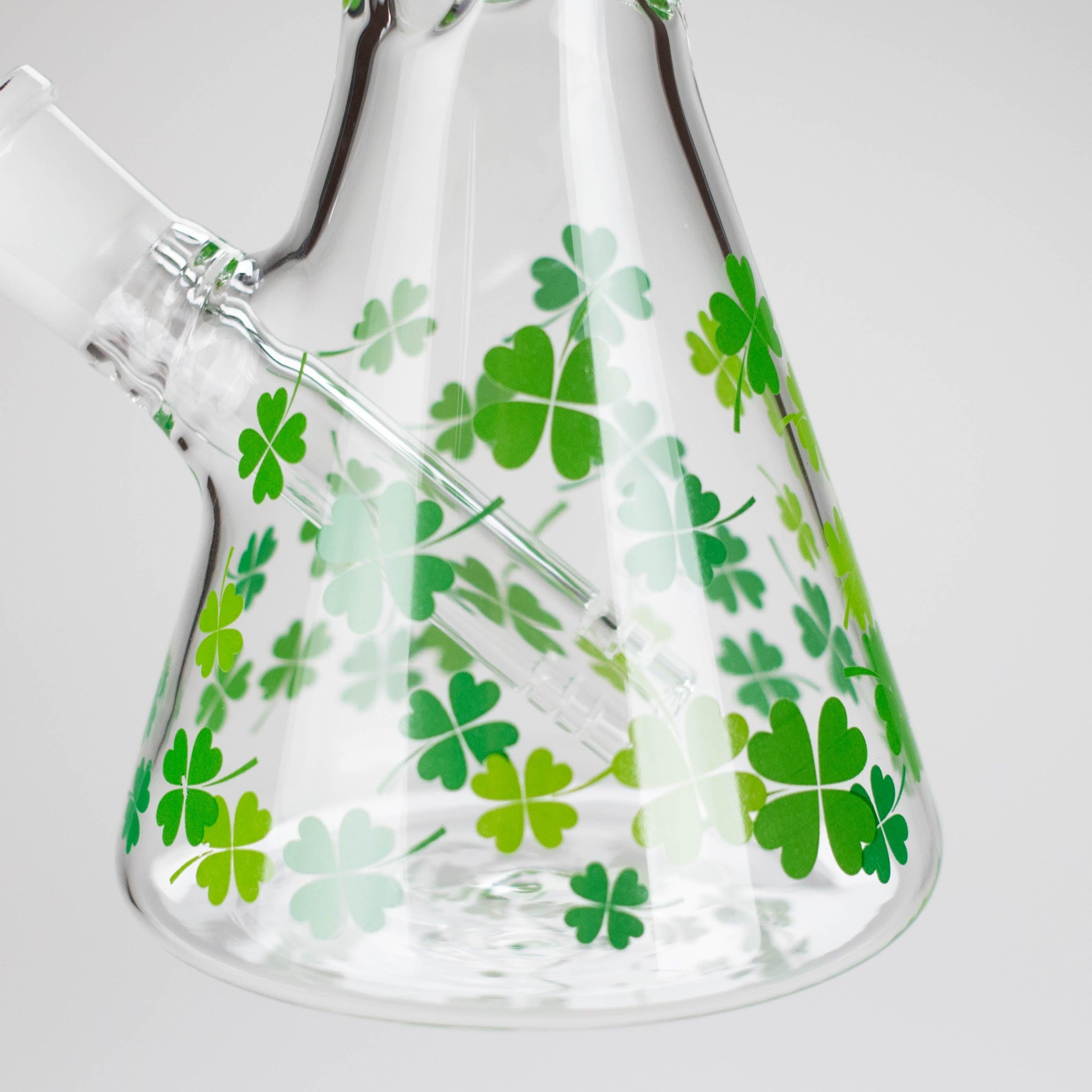 10" Lucky Clover Glass Beaker Bong – 14mm Bowl Joint
