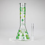 10" Lucky Clover Glass Beaker Bong – 14mm Bowl Joint