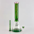 Wellcann | 14" Thickened Base Geometric Gold Beaker Glass Bong-Green
