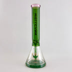 Wellcann | 14" Thickened Base Geometric Gold Beaker Glass Bong-Green