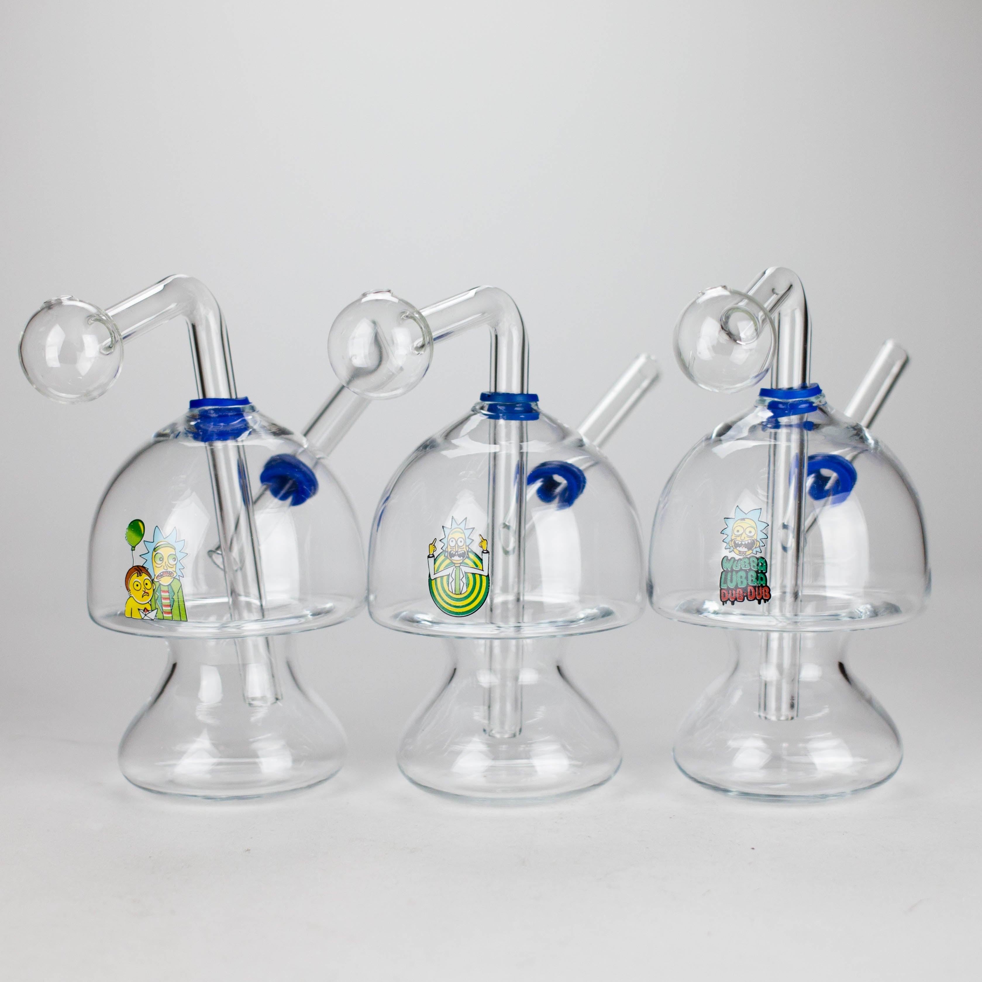 6" Mushroom Mix Sticker Glass Oil Burner Pipe – Unique Borosilicate Dome Design