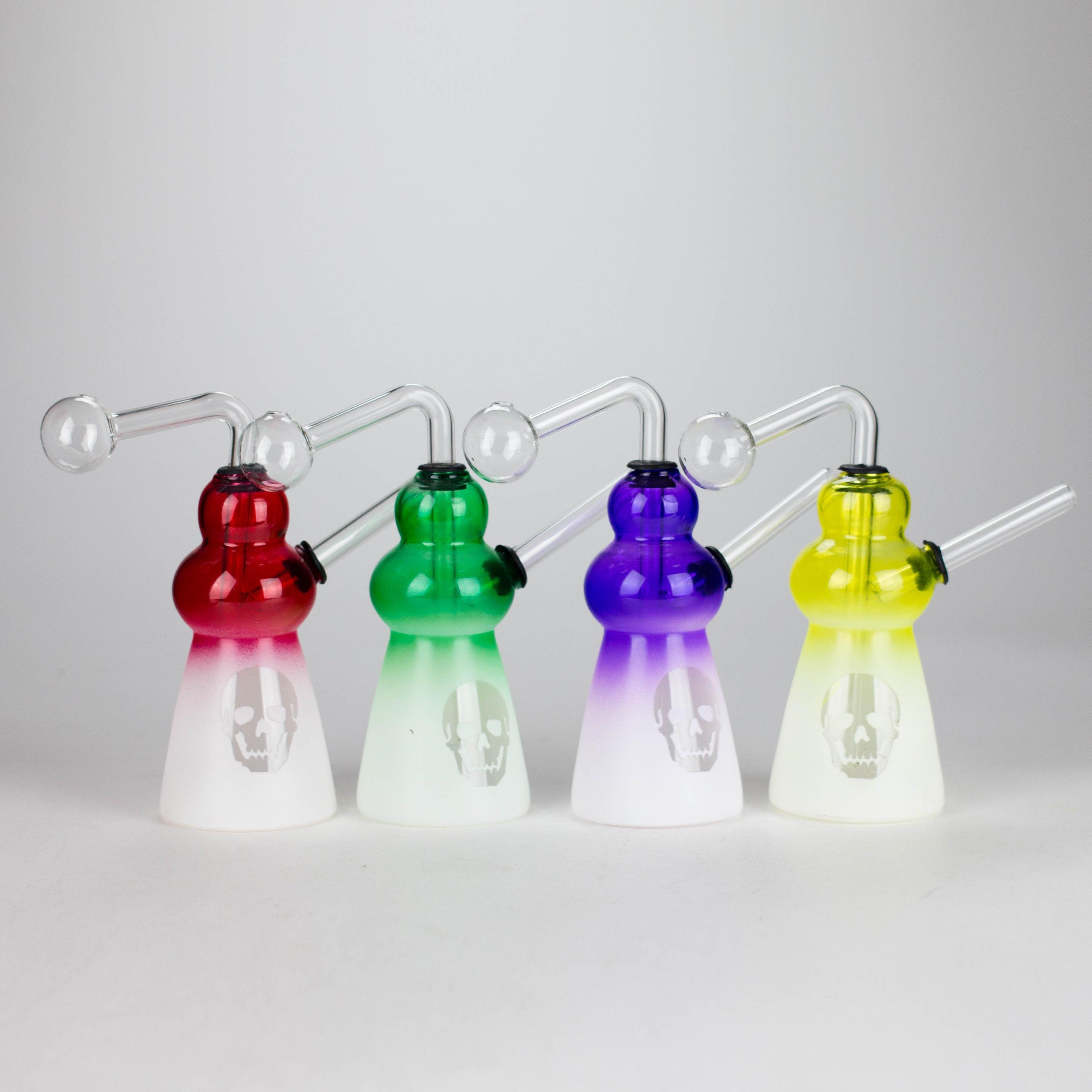 6" Flat Bottom Skull Glass Oil Burner – Compact Design with Assorted Colors Main image