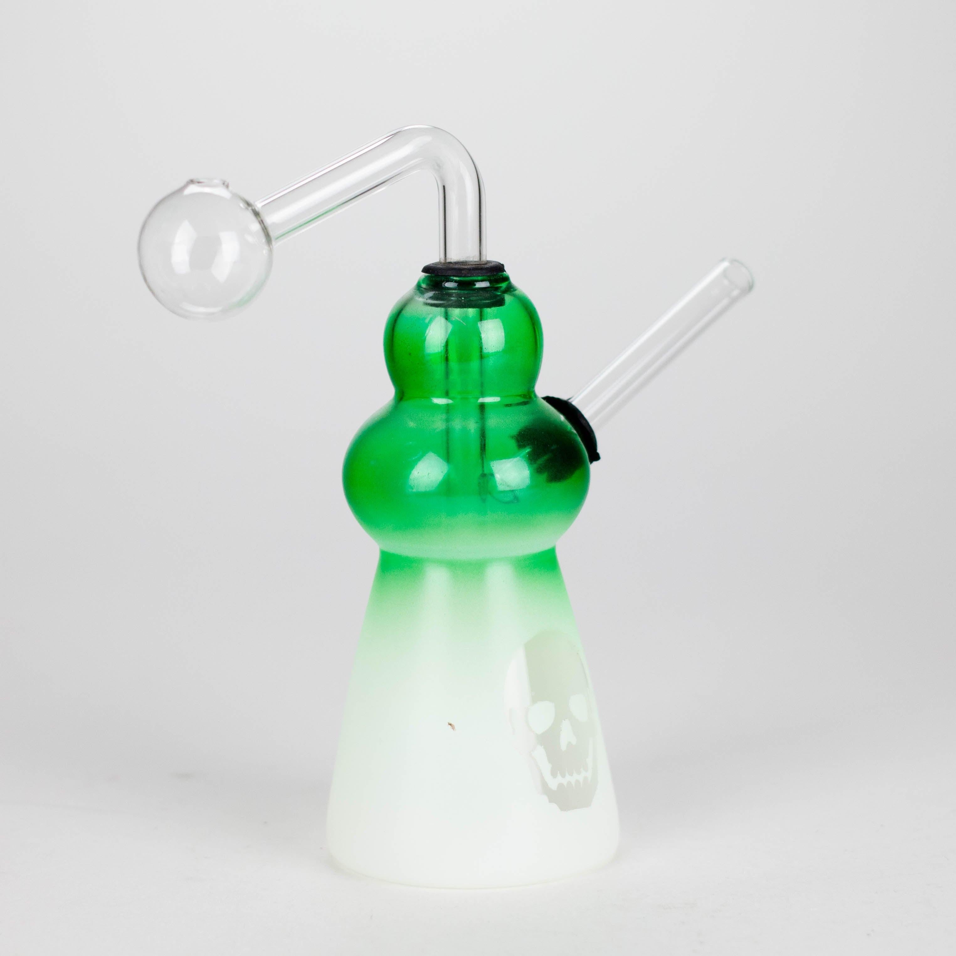 6" Flat Bottom Skull Glass Oil Burner – Compact Design with Assorted Colors Secondary image