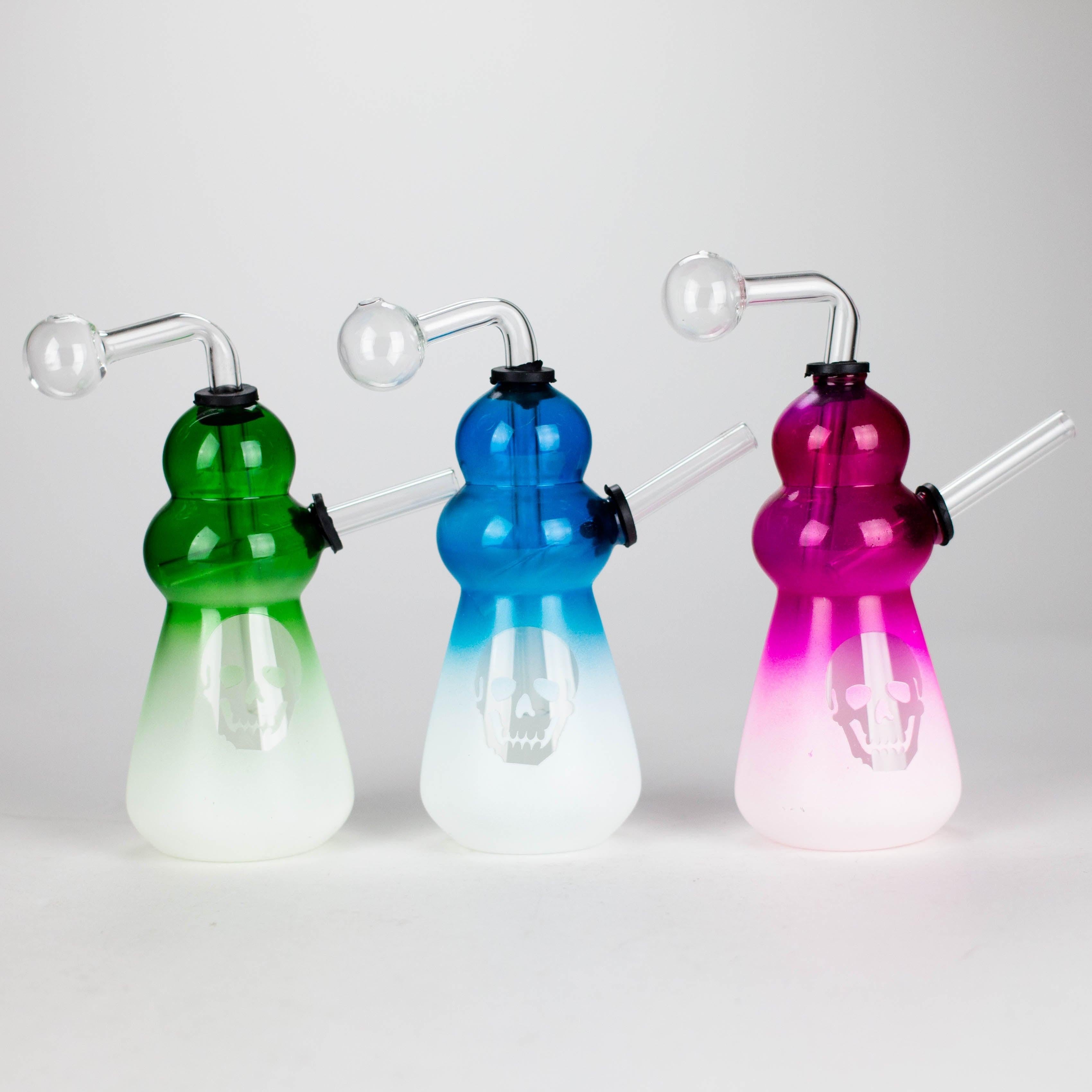 6" Round Bottom Skull Glass Oil Burner – Compact Design with Assorted Colors Main image