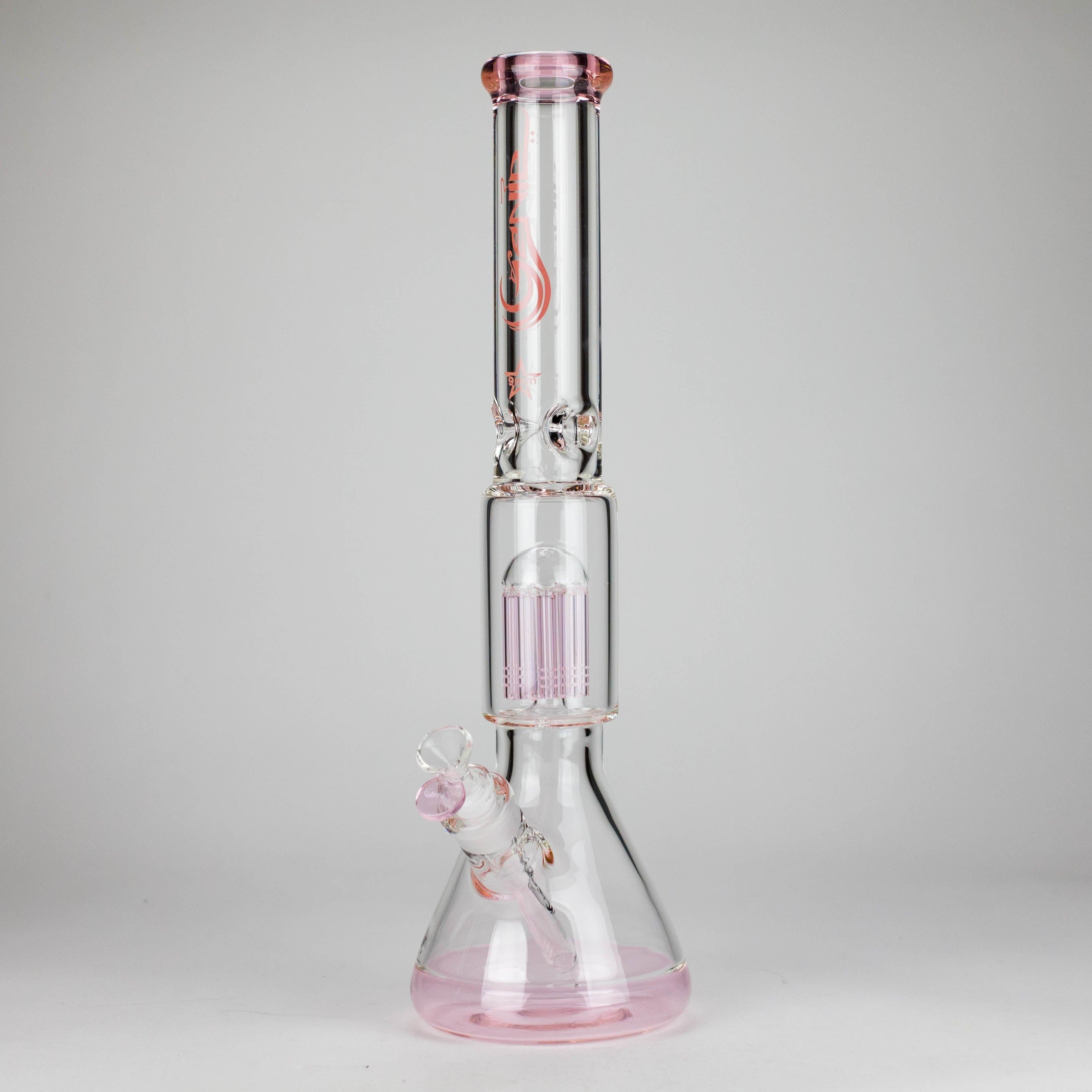Genie | 17.5" 10-Arm 9mm Colored Bottom Glass Bong [GE4180]