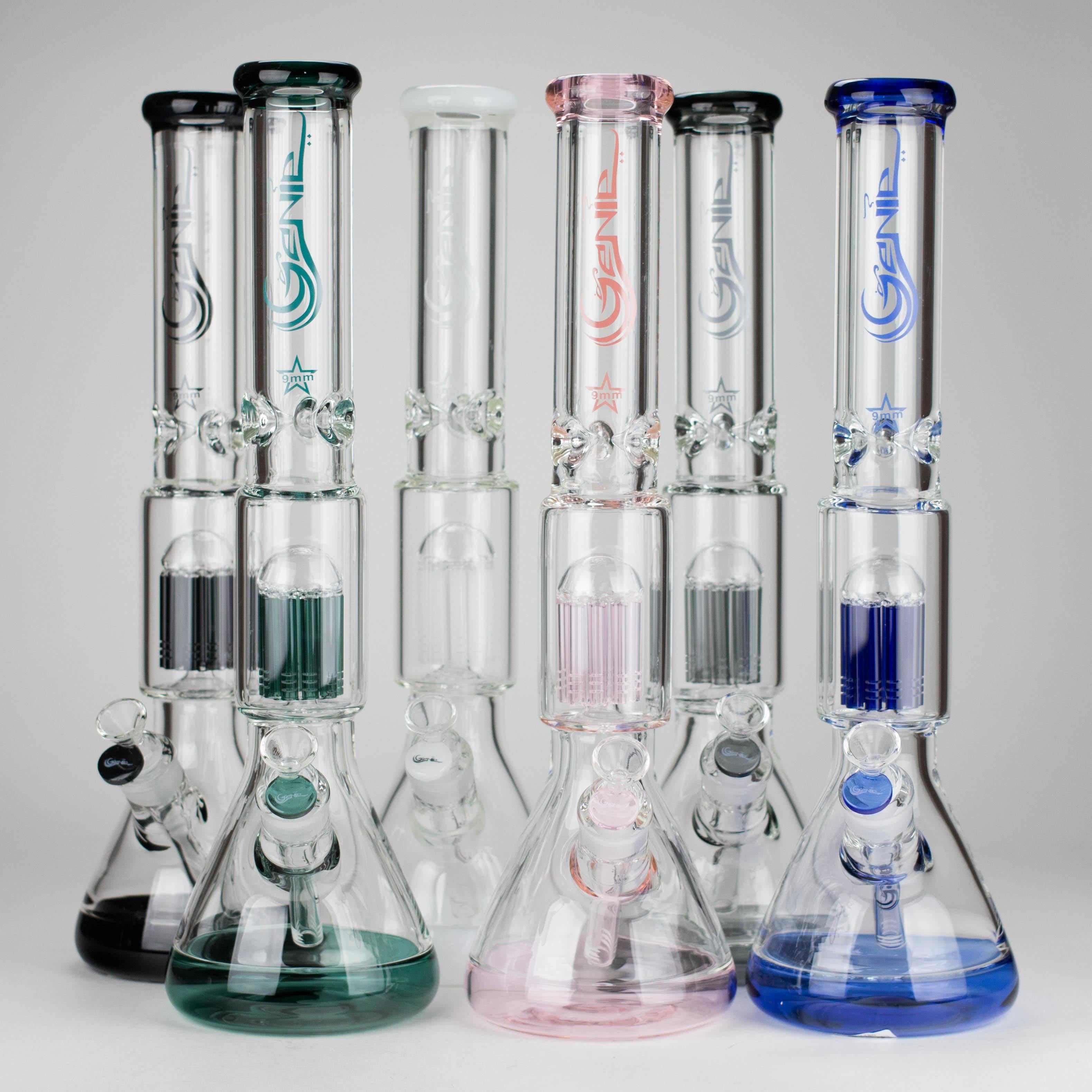 Genie | 17.5" 10-Arm 9mm Colored Bottom Glass Bong [GE4180] Main image