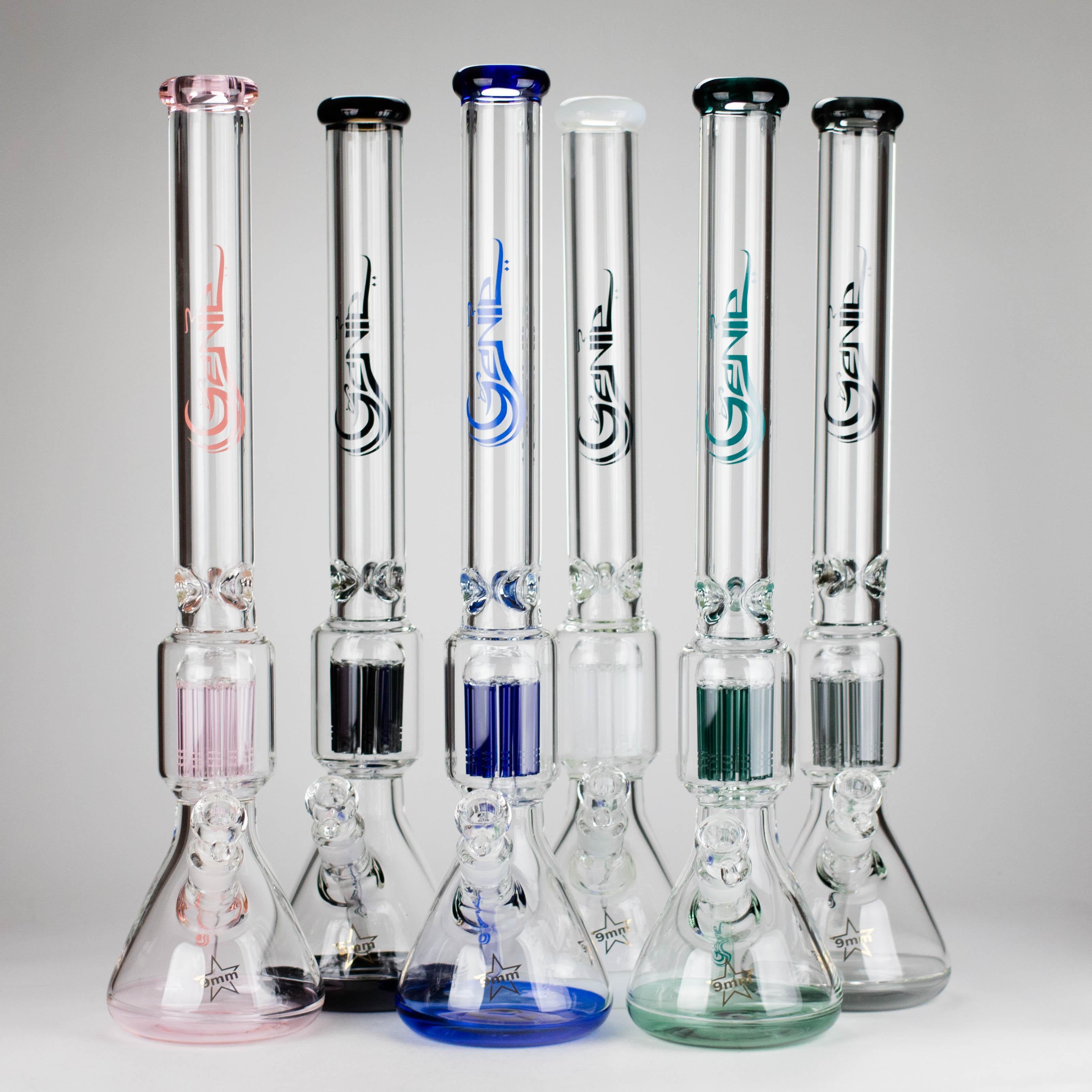 Genie | 24" 12-Arm 9mm Colored Bottom Glass Water Bong [F7-004-1] Main image
