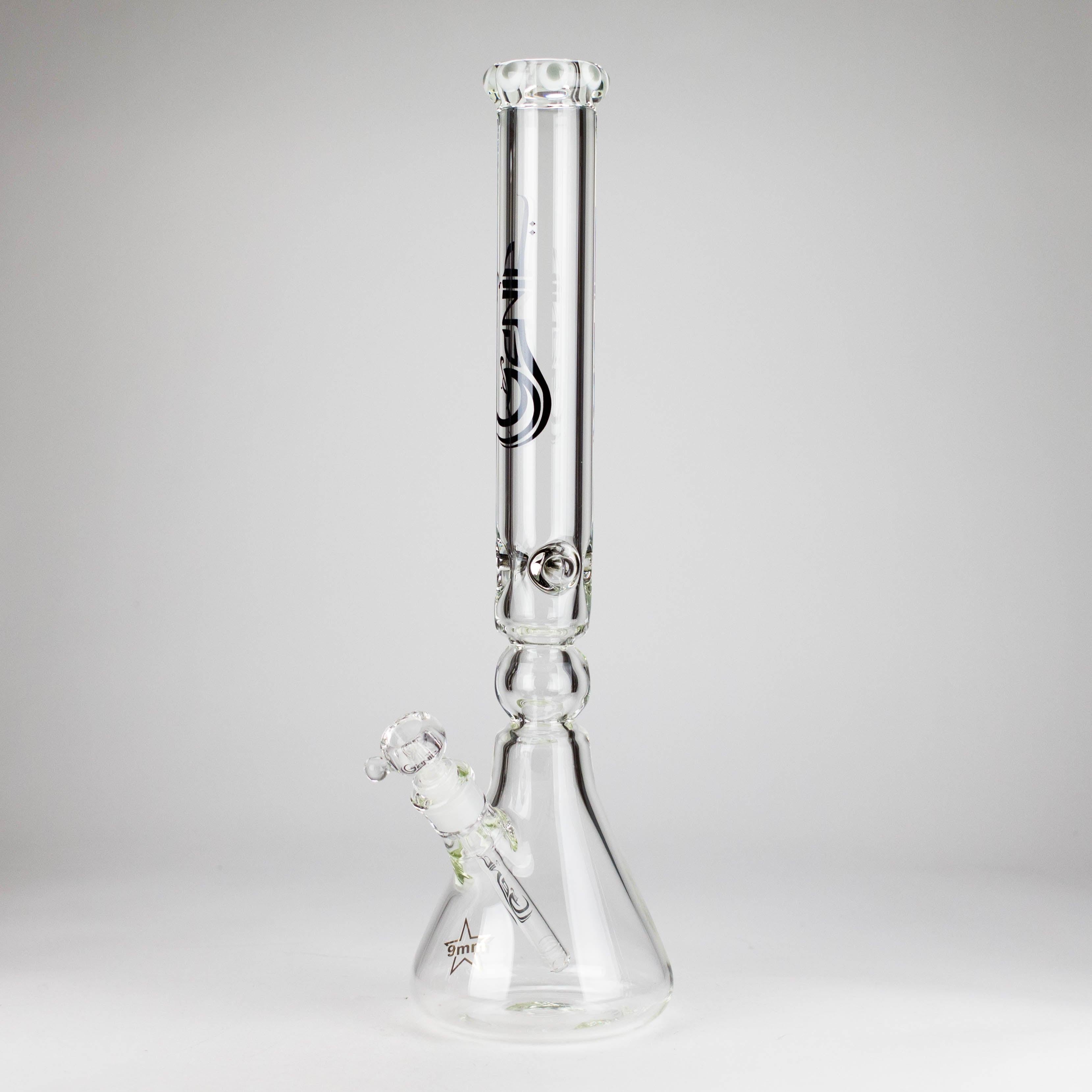 Genie | 19.5" 9mm Curved Shaft Glass Beaker Bong [F7-002-1]
