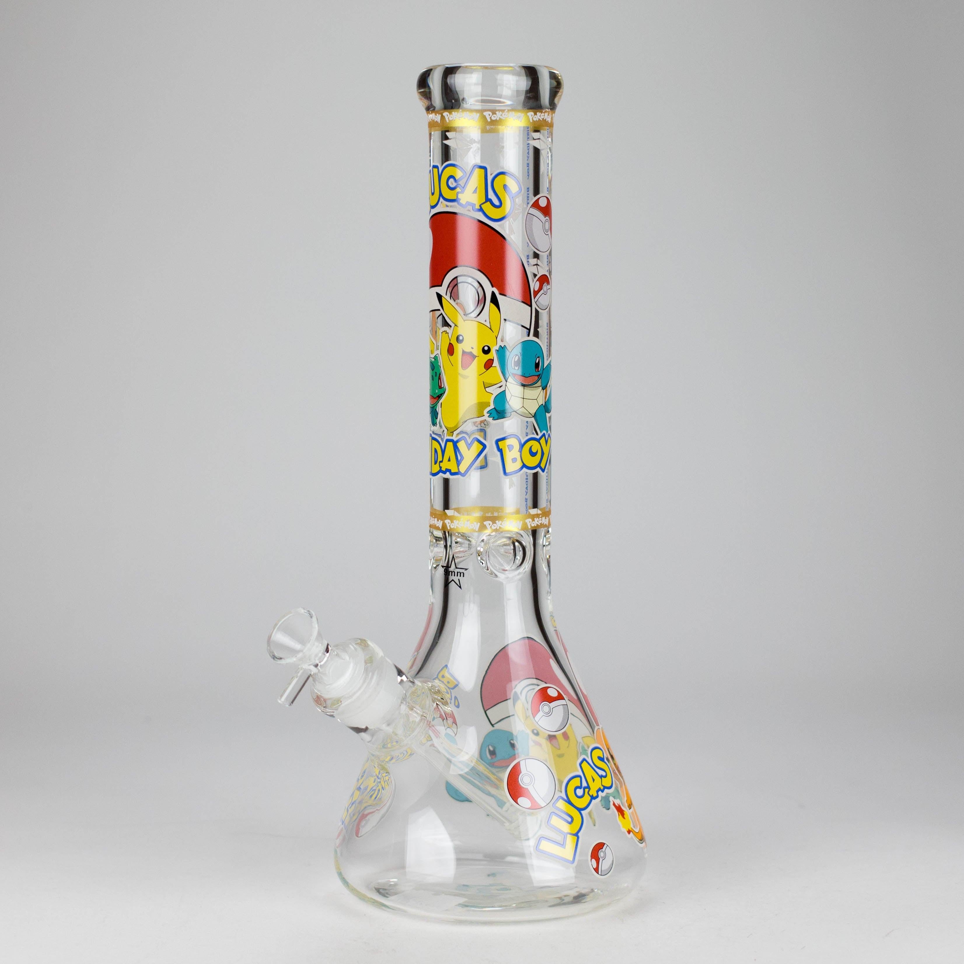 14" PK Cartoon Glow In The Dark 9mm Glass Bong [PIP863]